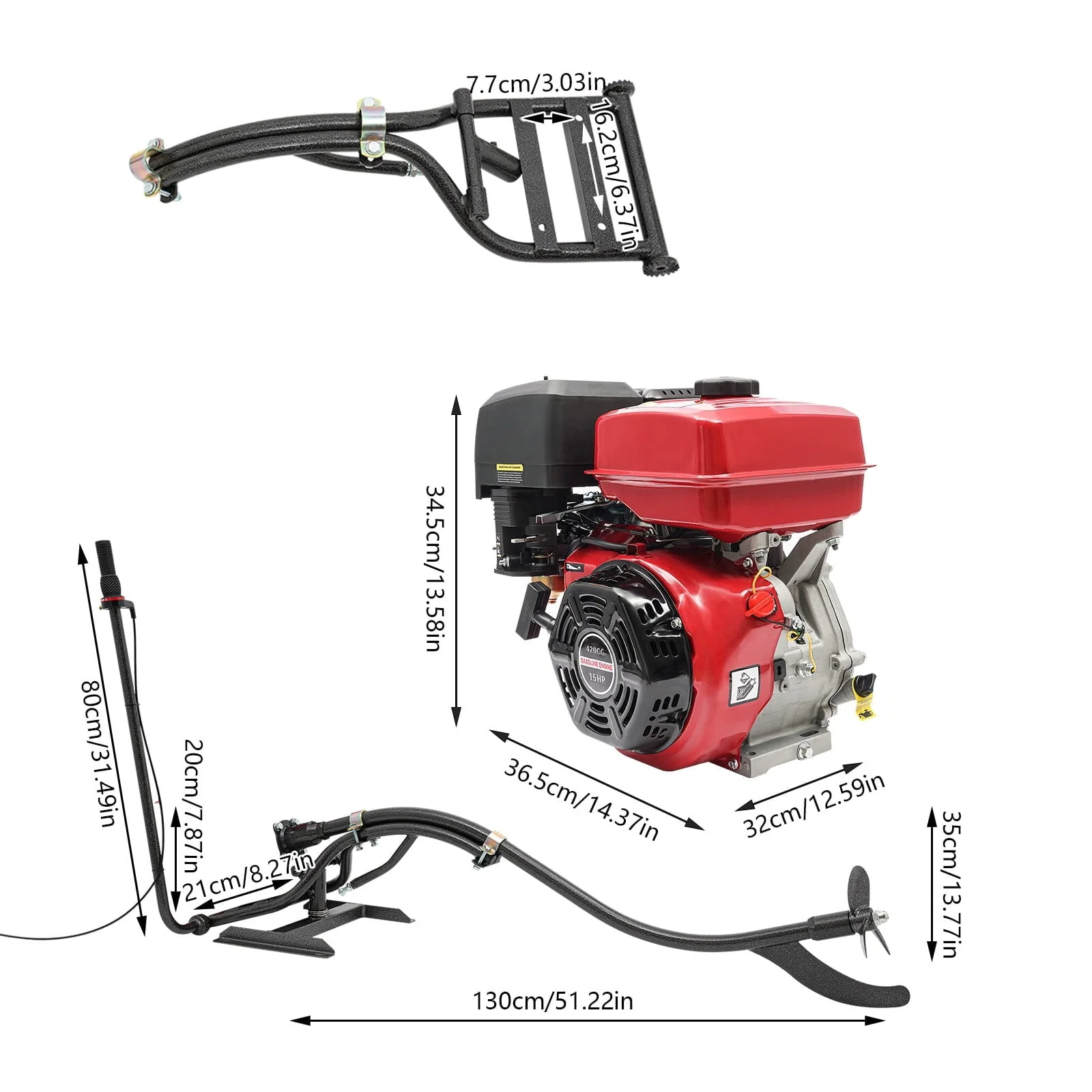 15HP 4 Stroke Outboard Motor, 420CC GB420 Single Cylinder General Gasoline Fishing Boat Engine+Bracket Image 6