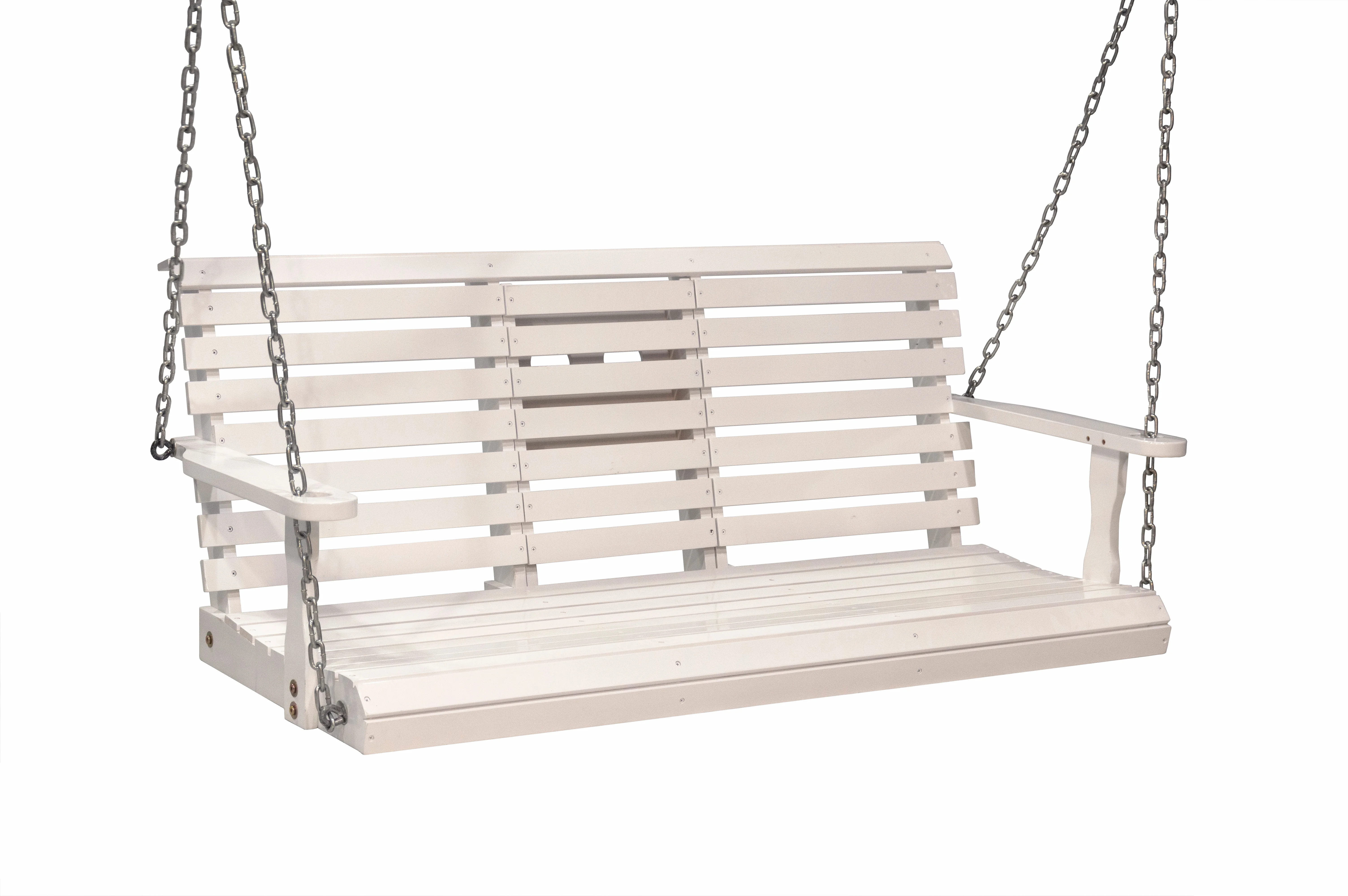 Outdoor Patio Garden Furniture 3 - Person Hanging Wood Porch Swing, Weather Resistant Finish - White