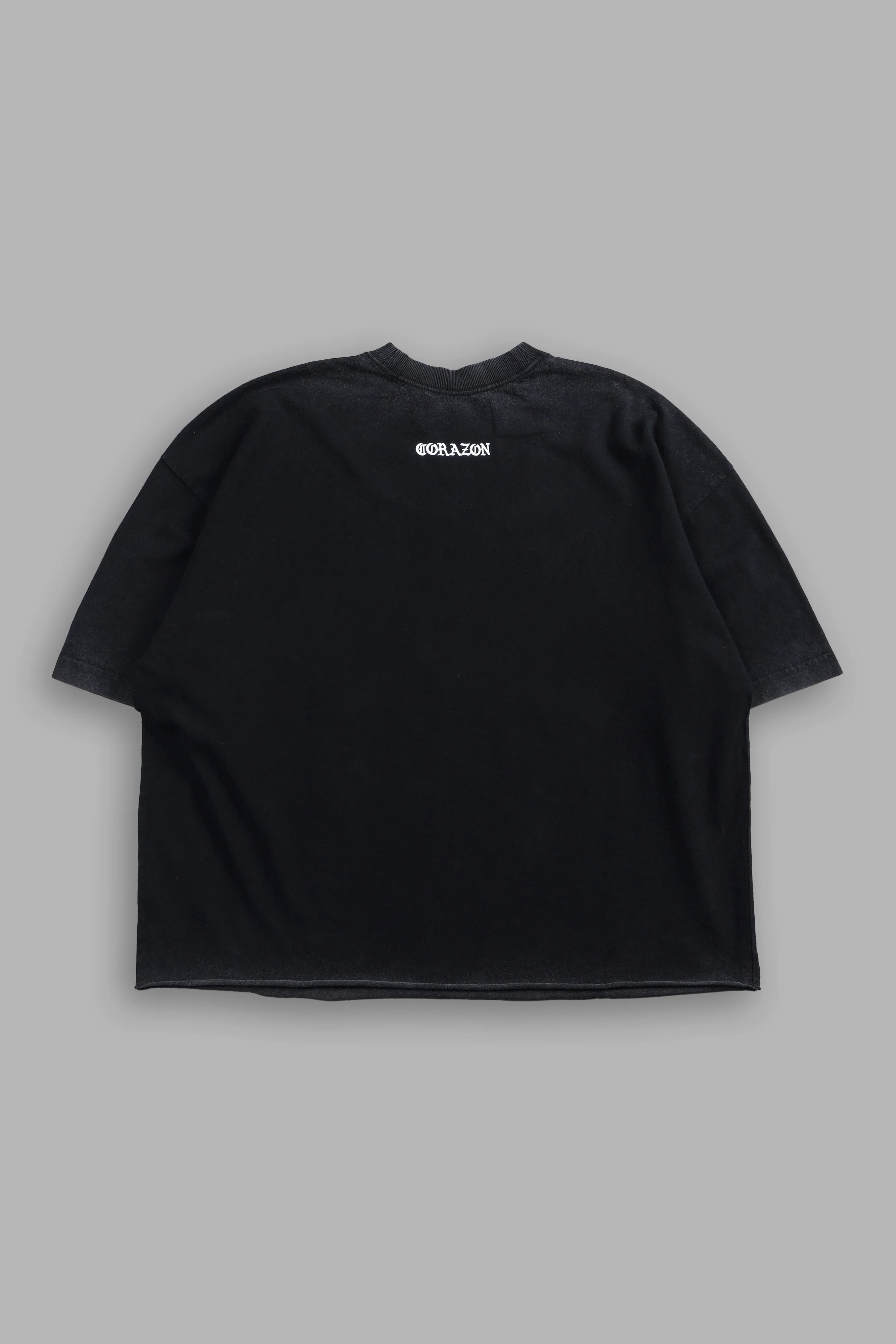 El Rosario Grunge Raw Hem Box Cut Tee In Black