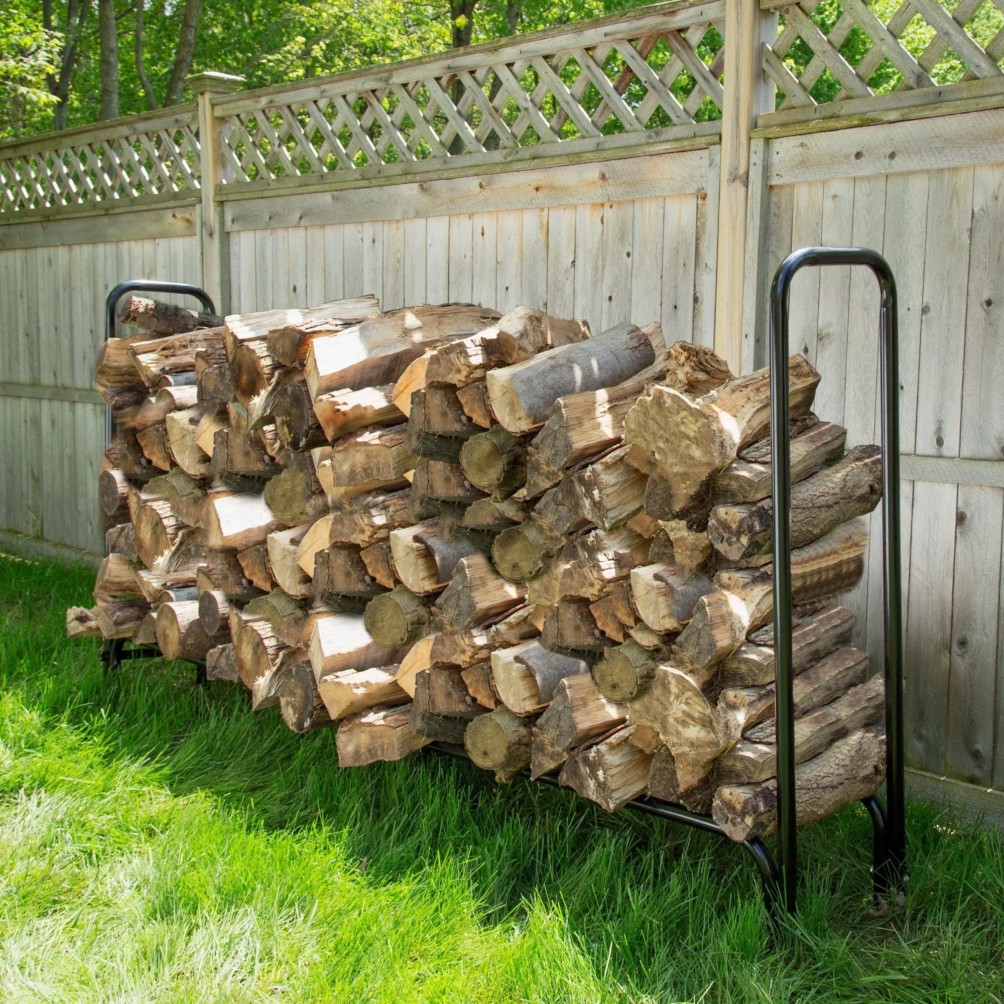 8 Foot Firewood Log Rack with Cover by Pure Garden
