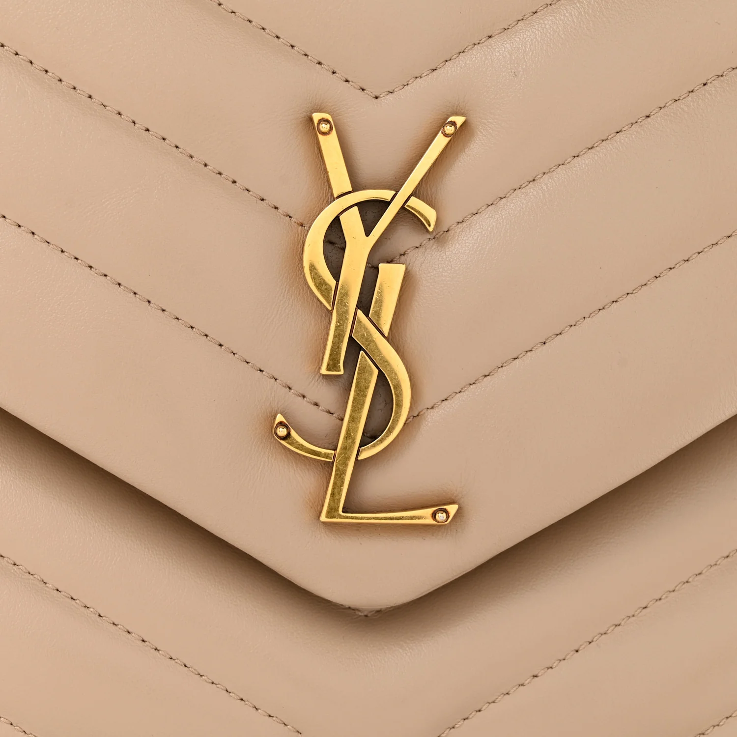 Calfskin Y Quilted Monogram Medium Loulou Chain Satchel Dark Beige