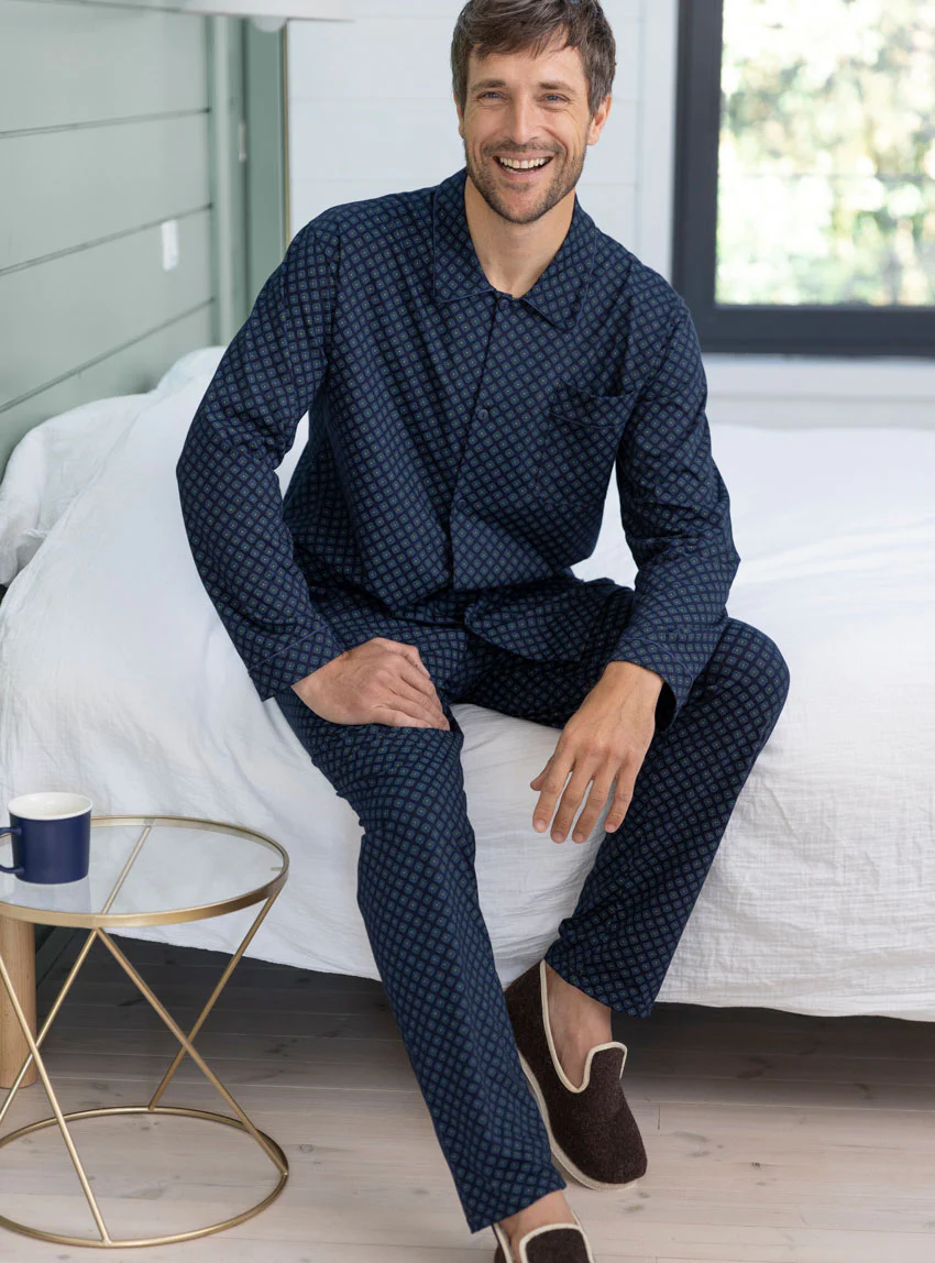 Pyjama homme graphique bleu en coton