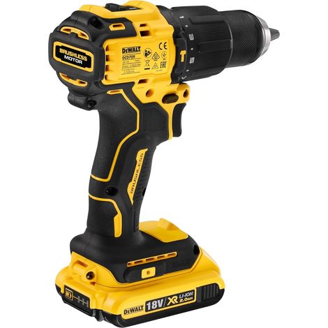 Dewalt – Perceuse à percussion sans fil 18V 65Nm – 2 batteries 2.0Ah – Moteur sans balais pour perçage béton, bois et métal – Coffret TSTAK — vue 2