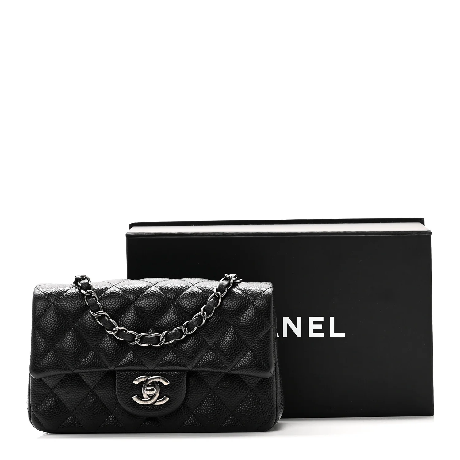 Caviar Quilted Mini Rectangular Flap Black