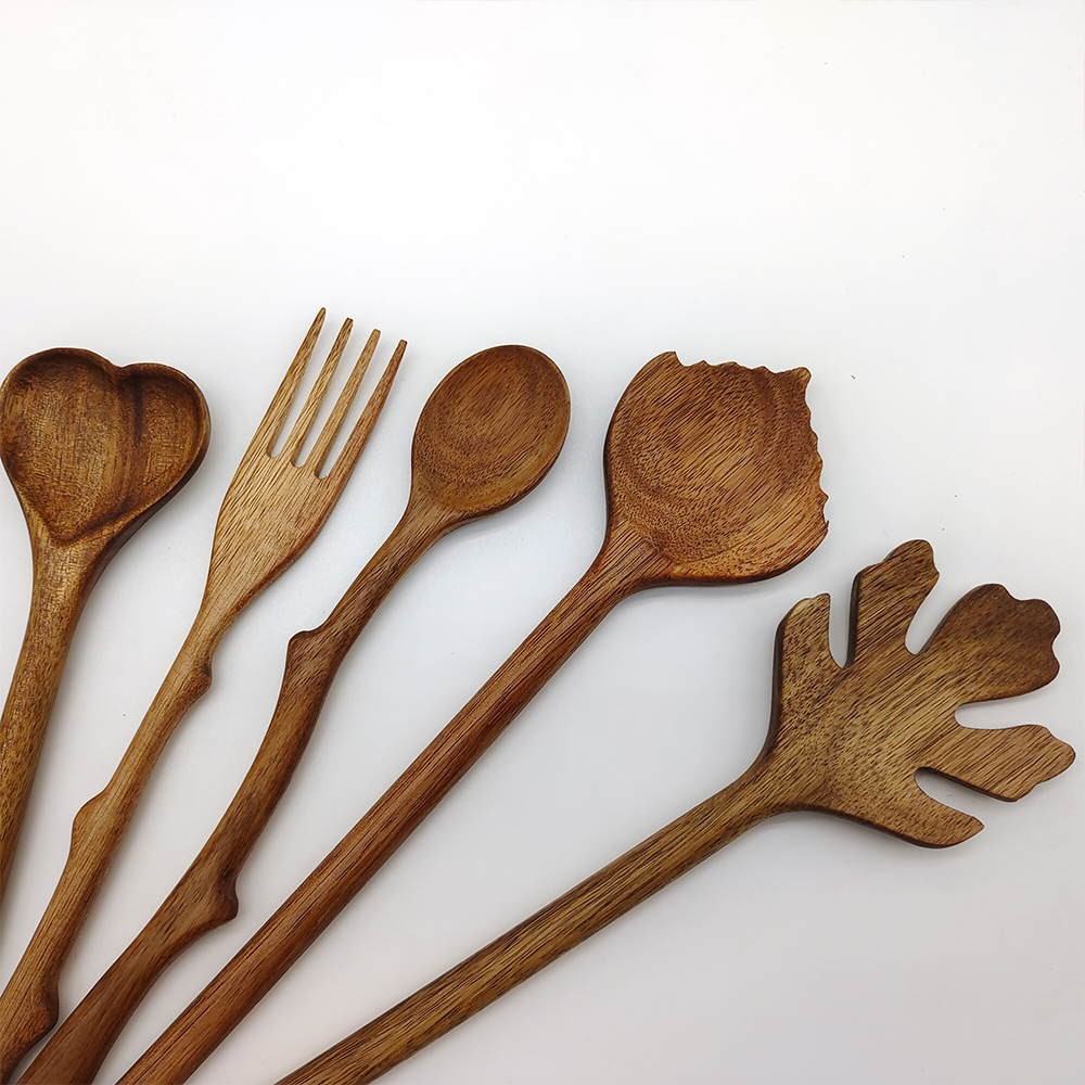 Wooden Spoons for Coffee Tea Sweet Snacks, Maple Leaf Shape Wooden Spoon Irregular Wooden Spoon