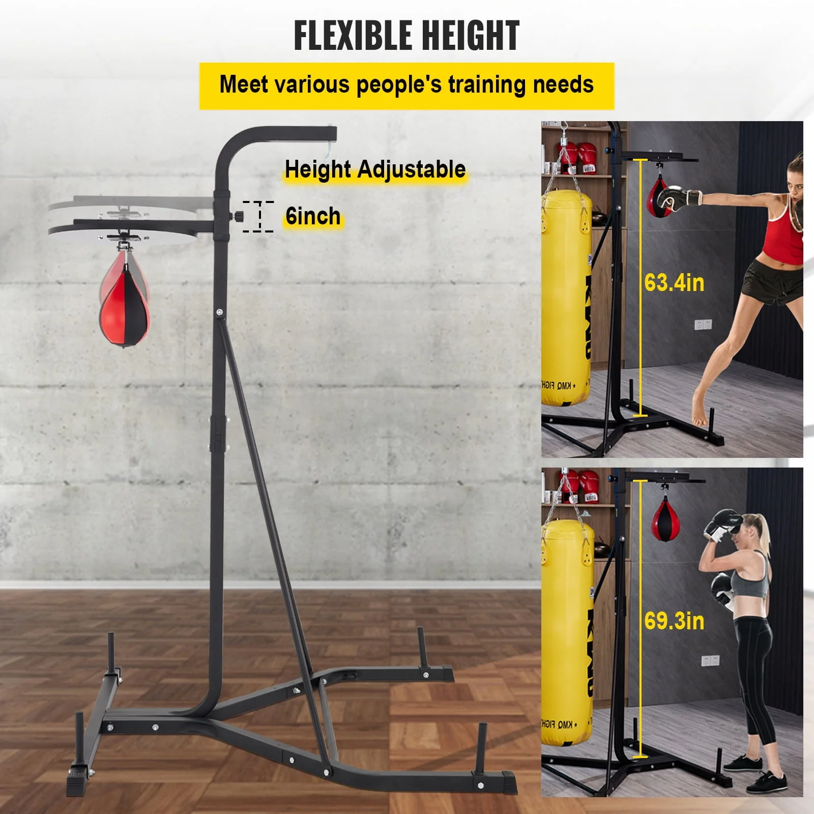 VEVORbrand Free Standing Punching Bag Stand, Unisex Boxing Set, Foldable Single Station Heavy Bag Stand, Punching Ball, Boxing Punching Speed Ball, Boxing Bag with Boxing Rack, for Training Image 5