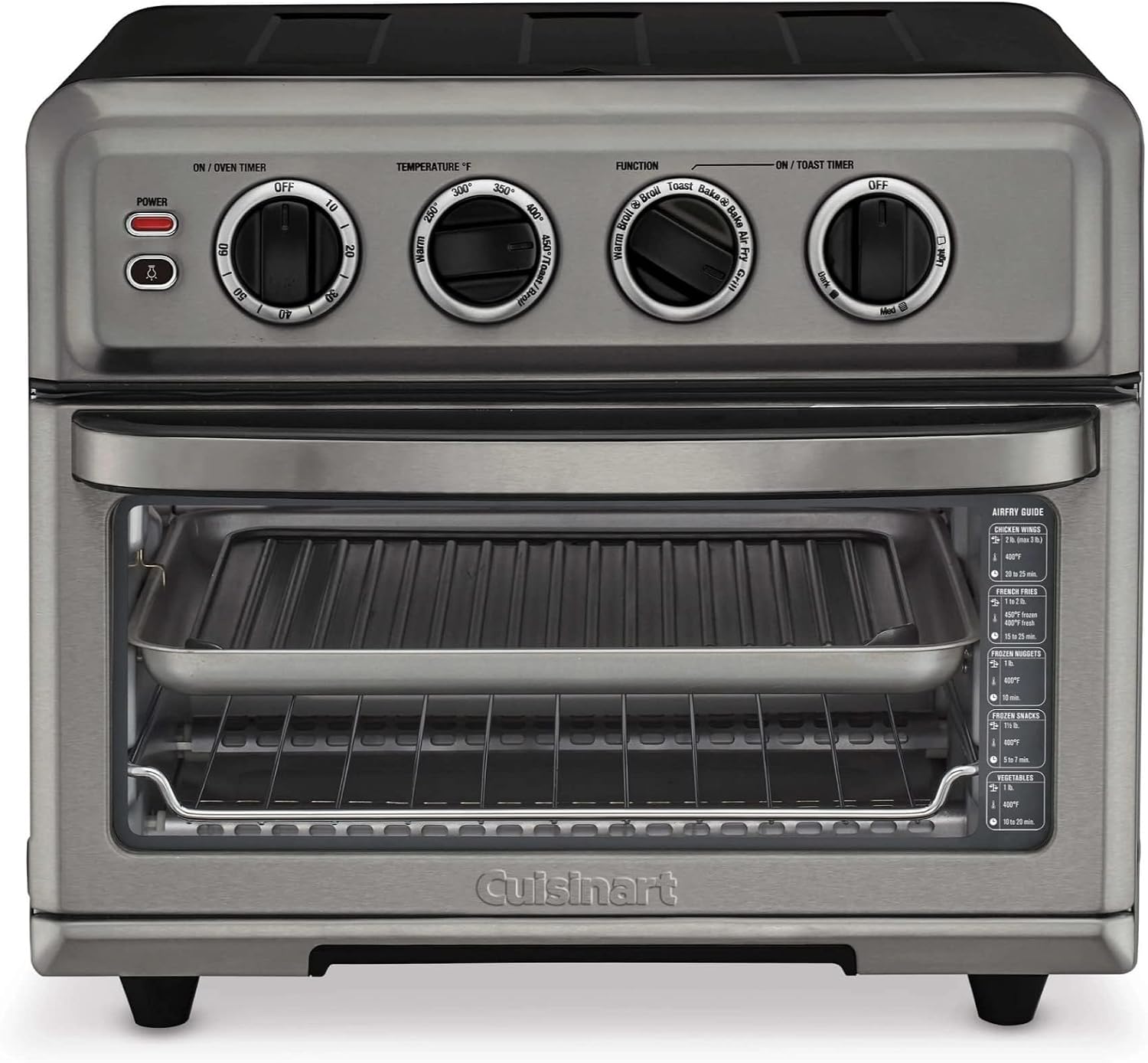 Cuisinart Air Fryer Toaster Oven, 1800W, 8-in-1 with Air Fry, Convection, Broil & Warm, 0.6 Cubic Feet, 60-Minute Timer, TOA-70NAS, Stainless Steel| 1800W power, 0.6 cuft. capacity, convection, broil and warm modes, 60-minute timer