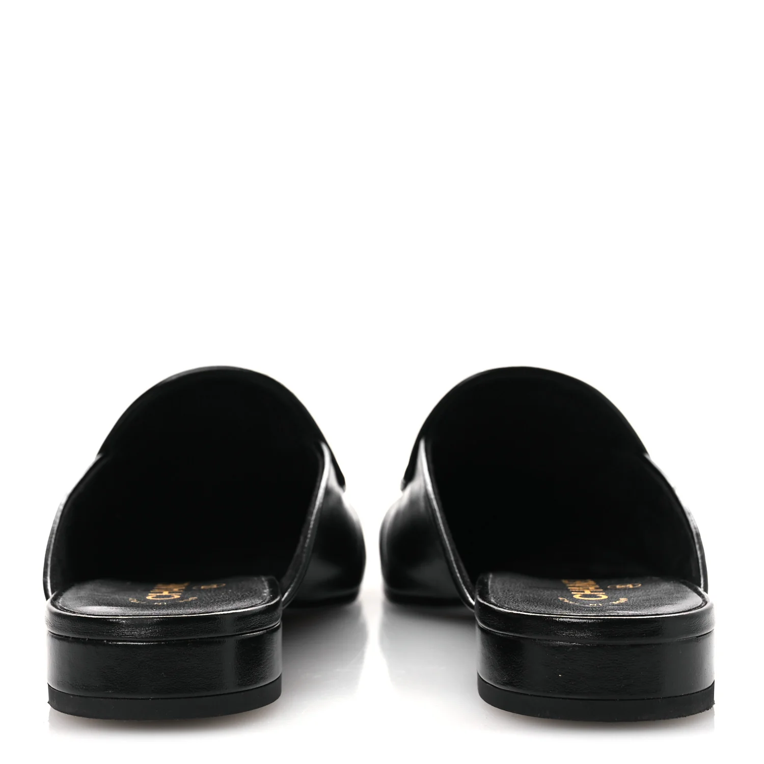 Shiny Calfskin Crystal CC Mules 41 Black