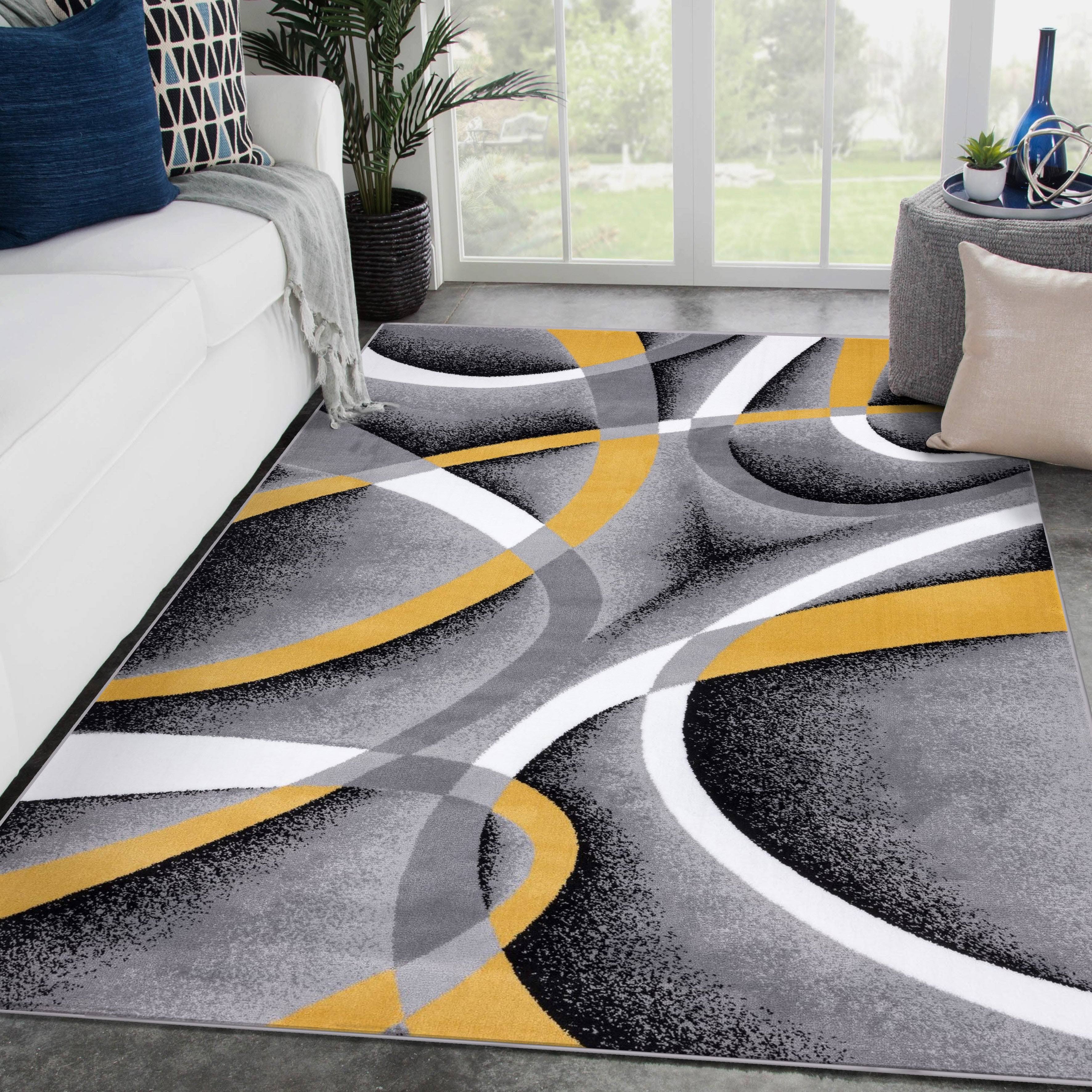 Luxe Weavers Victoria Collection 2305 Yellow 8x11 Abstract Area Rug