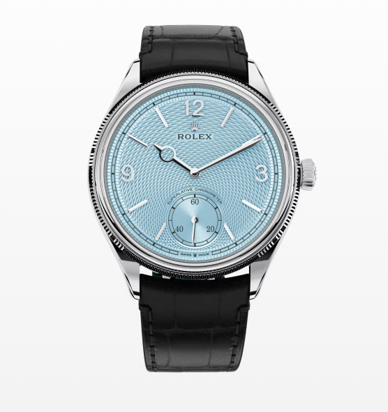 Replica Luxury Rolex Perpetual 1908 Platinum Black Leather Strap 39MM Watch