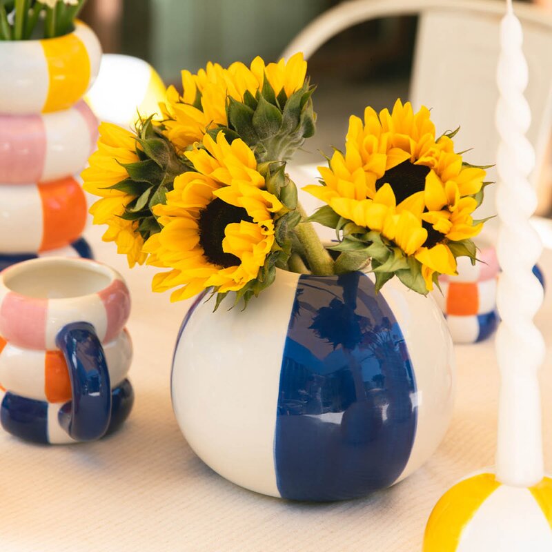 Floats vase 14 cm Beachball blå