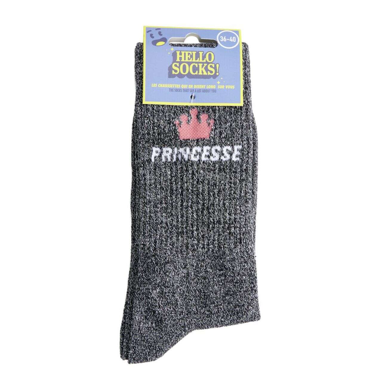 Chaussettes femme tige haute Princesse pailletté gris T36/40
