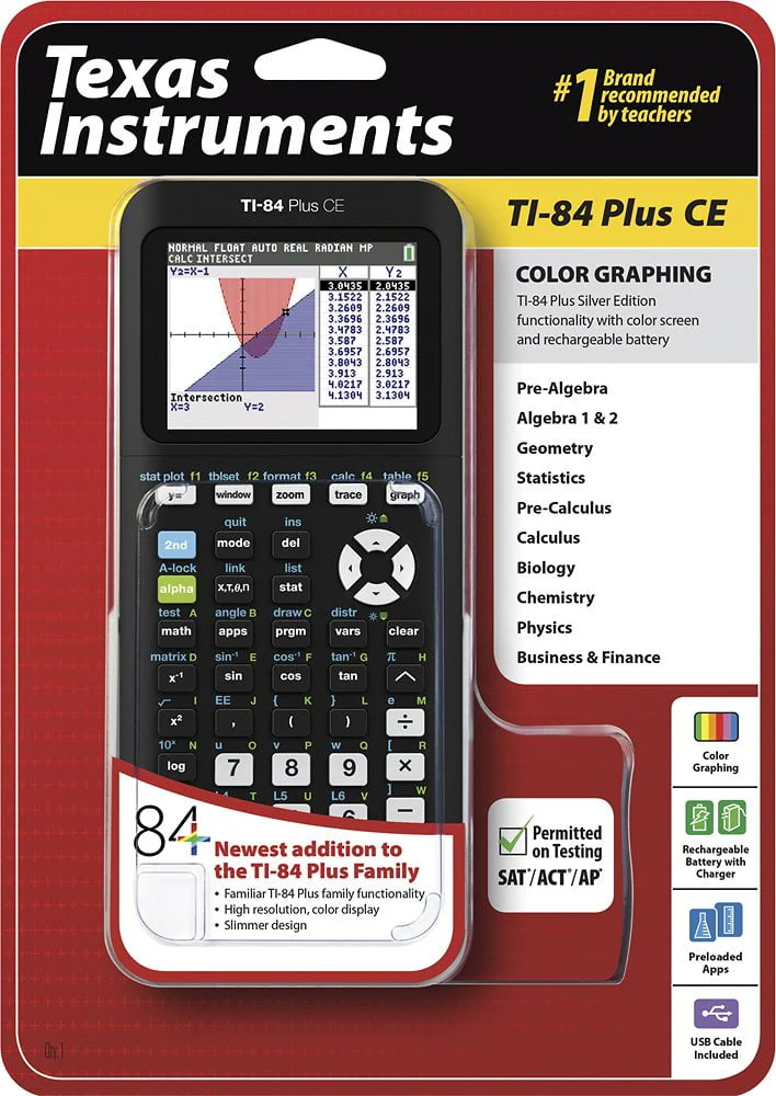 Texas Instruments TI - 84 Plus CE Graphing Calculator, Matte Black