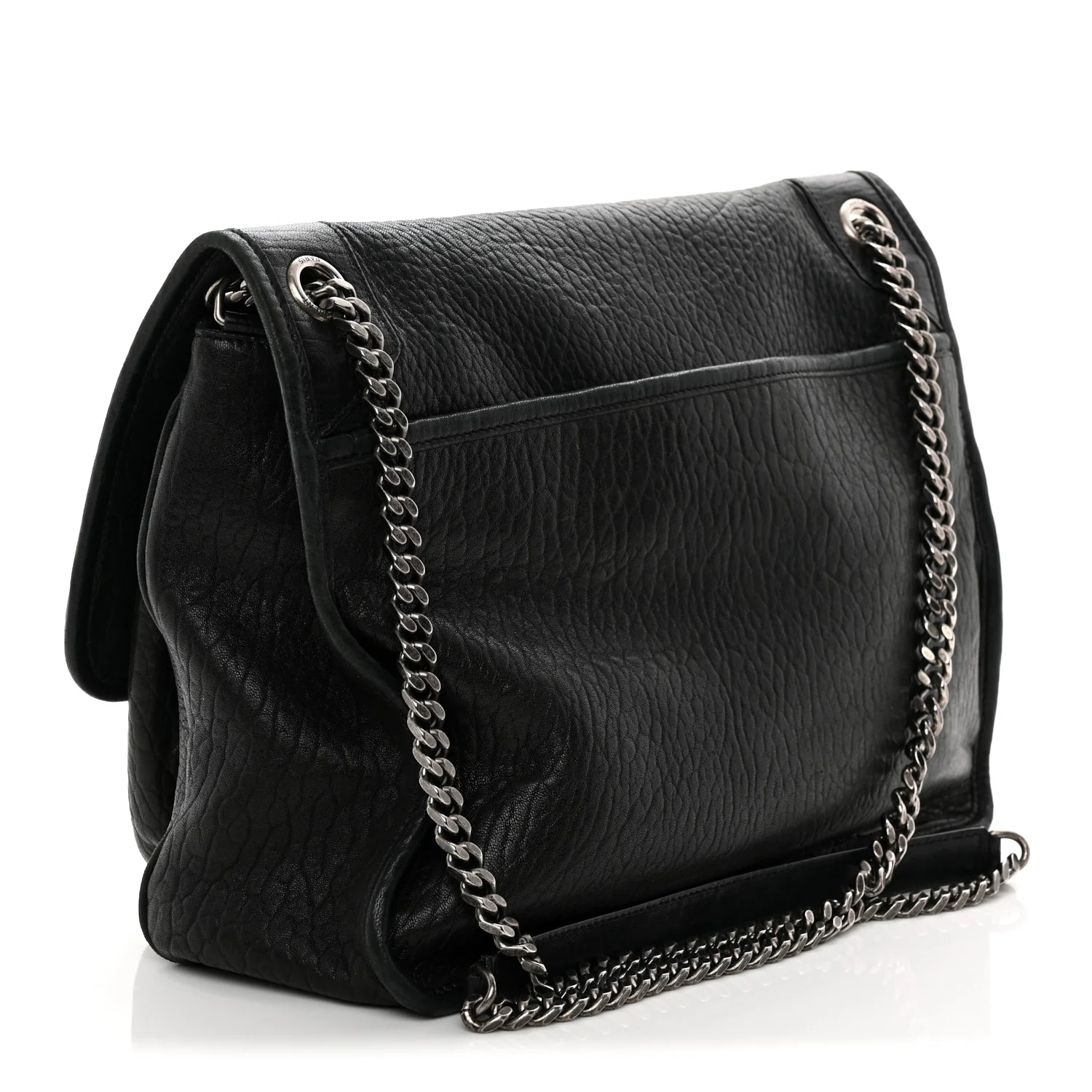 Grained Lambskin Monogram Large Niki Chain Satchel Black