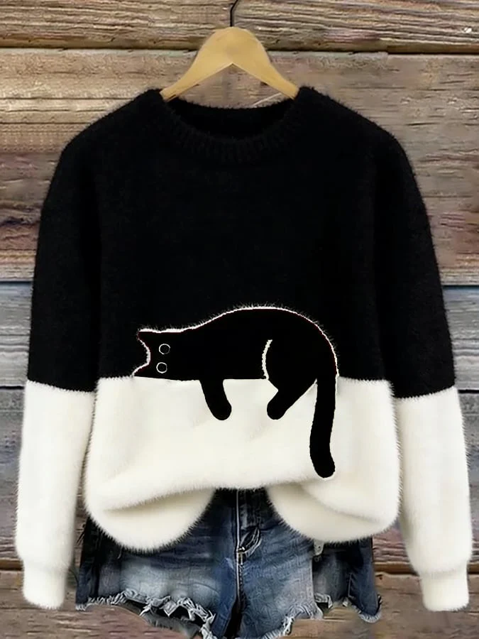 Luna | Sweat Femme avec Motif de Chat