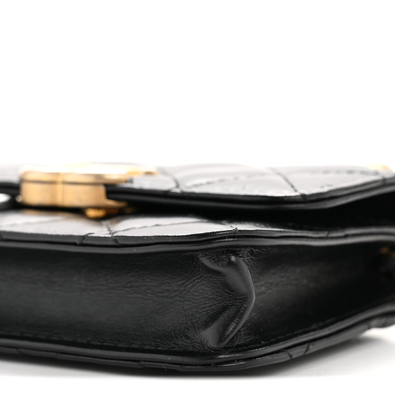 Calfskin Quilted Perfect Fit Coin Purse With Chain Black