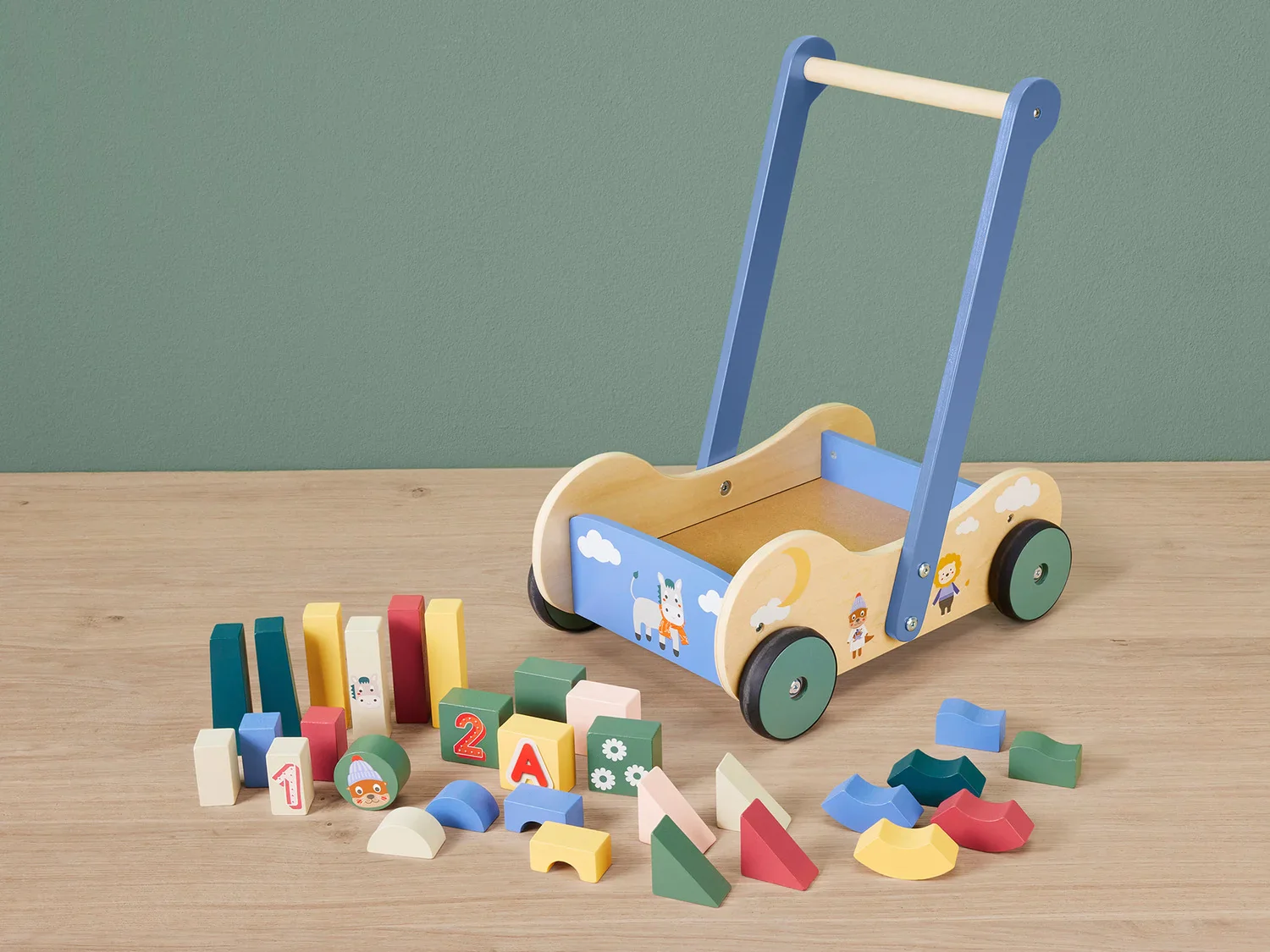 lupilu Chariot  pousser ou cube de motricit en bois