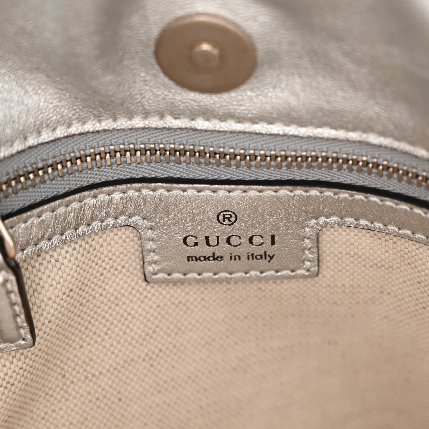 Sakai Be Green Calfskin Diagonal Stitched Small Blondie Tote Silver