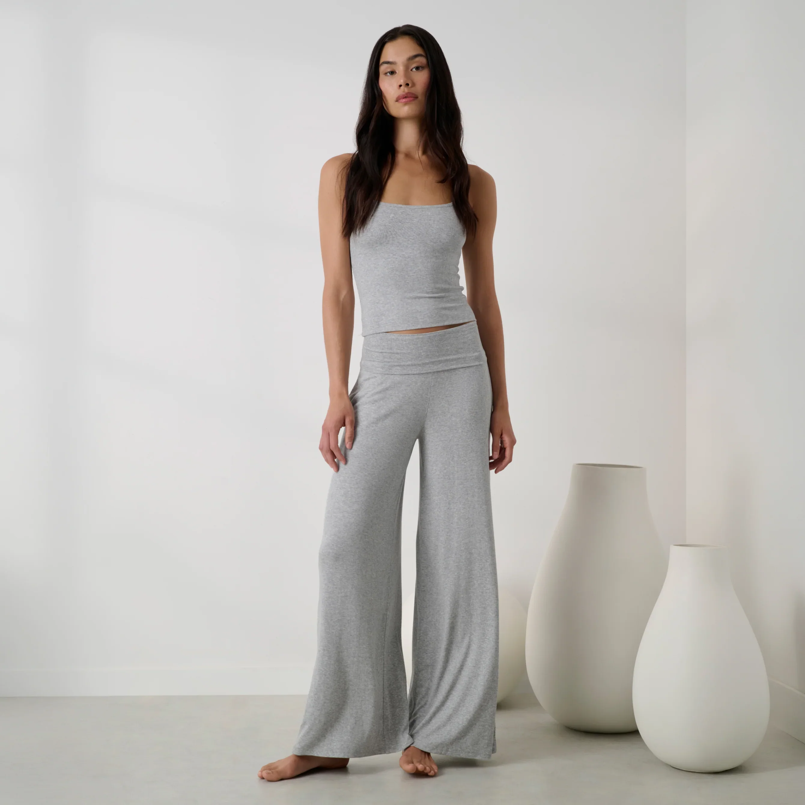 Soft Modal Rib Foldover Pant