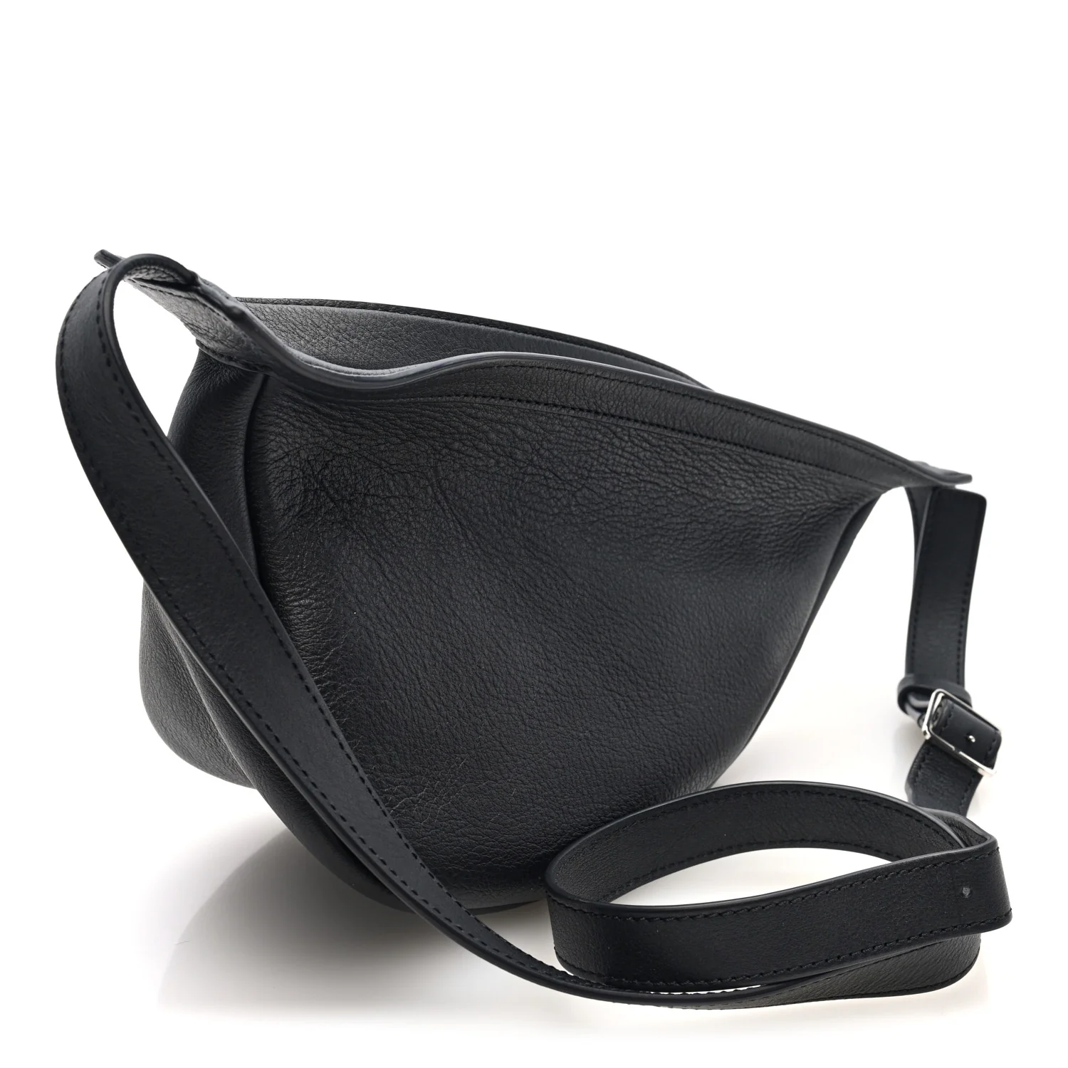 Grained Calfskin Small Slouchy Banana Bag Black