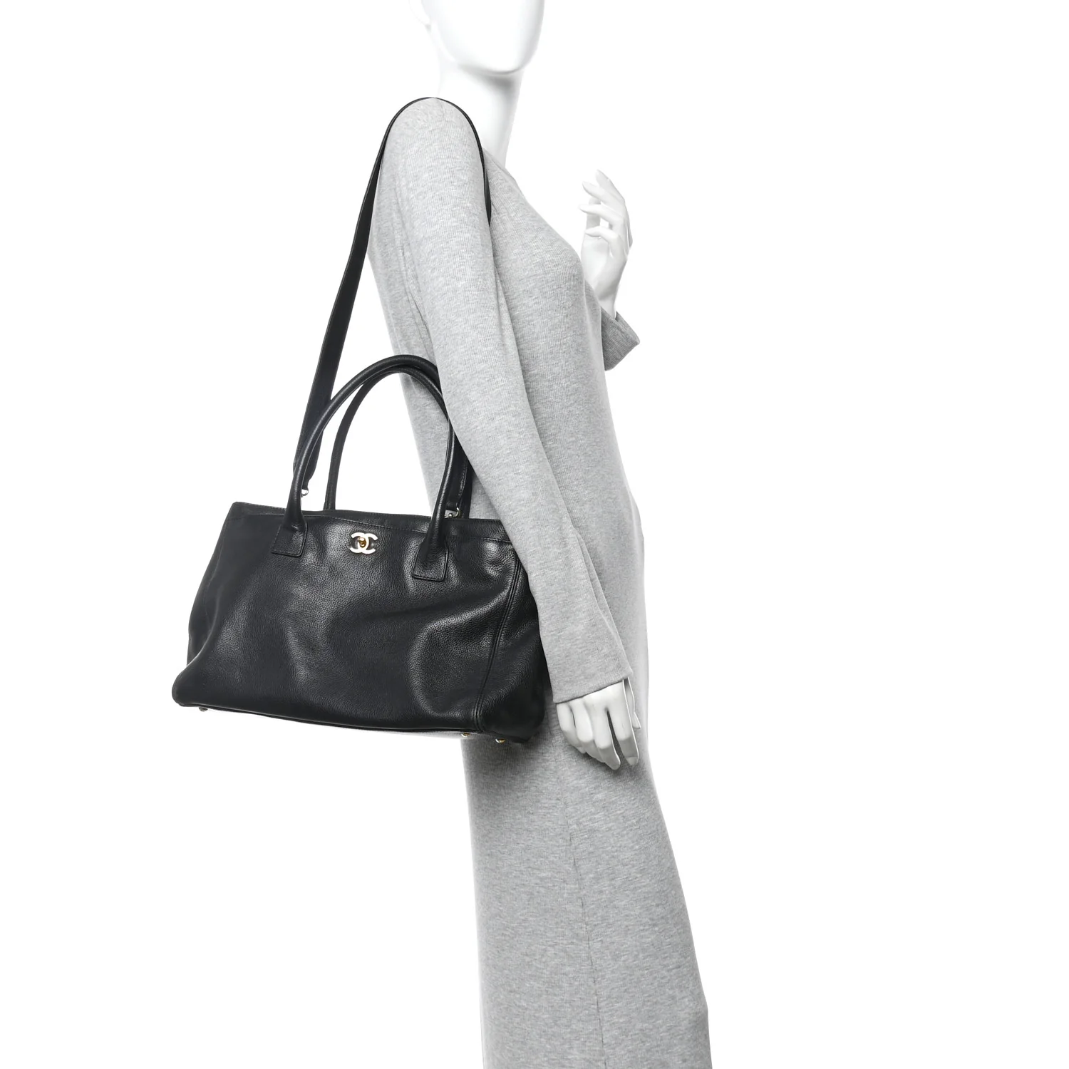 Calfskin Cerf Executive Shopper Tote Black