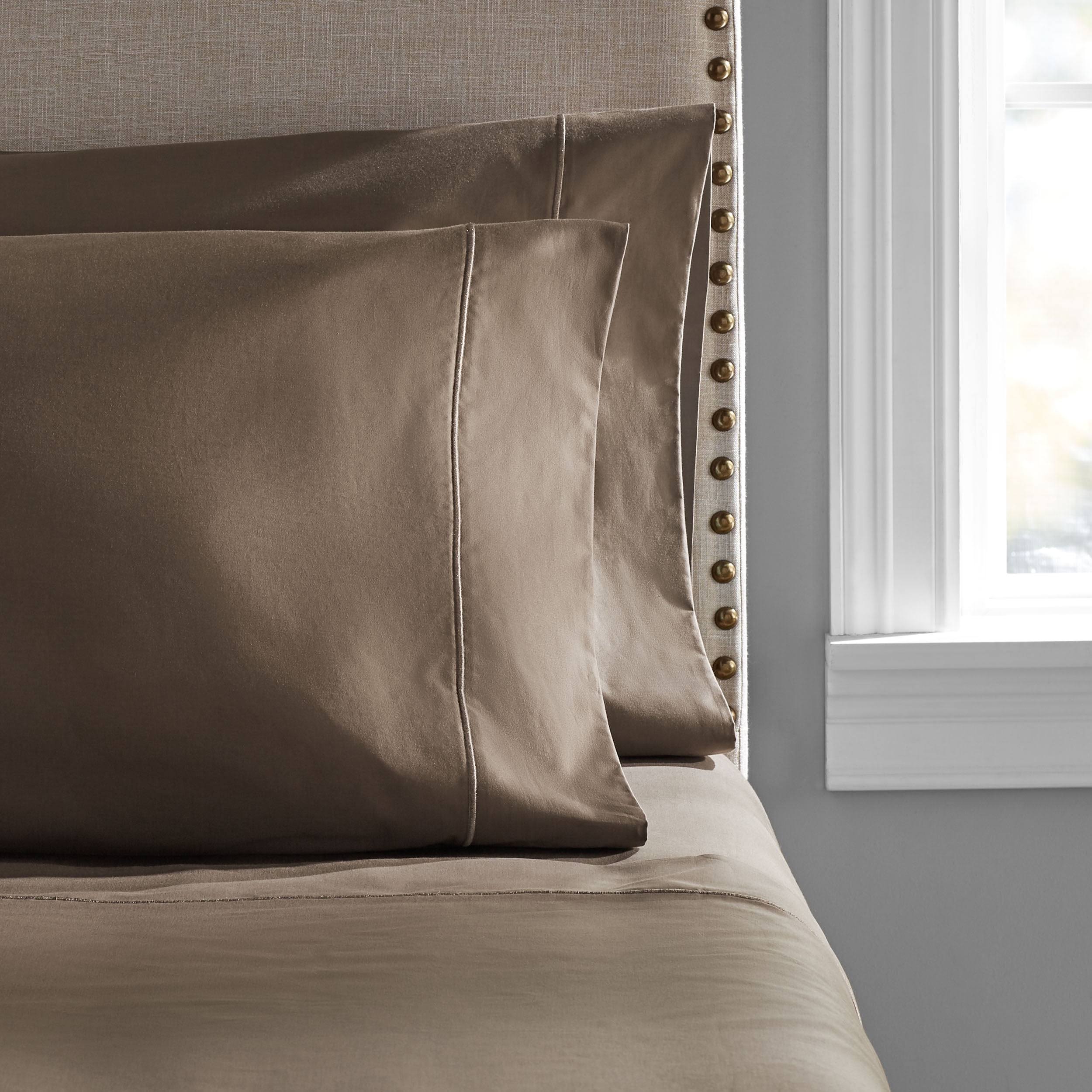 Hotel Style Sateen 600 Thread Count 100% Cotton Pillowcases, Manatee Grey, Standard, 2-Pieces, Size: SPC