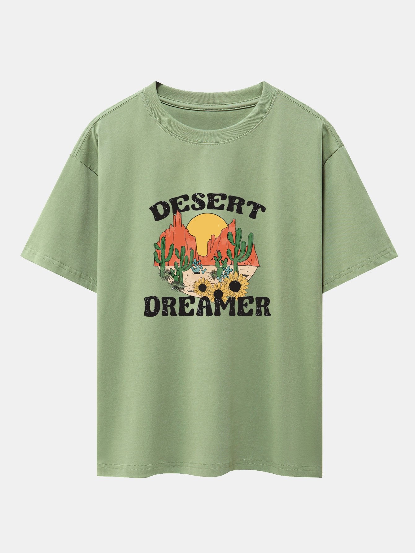 T-shirt oversize épais à imprimé cactus du désert vintage