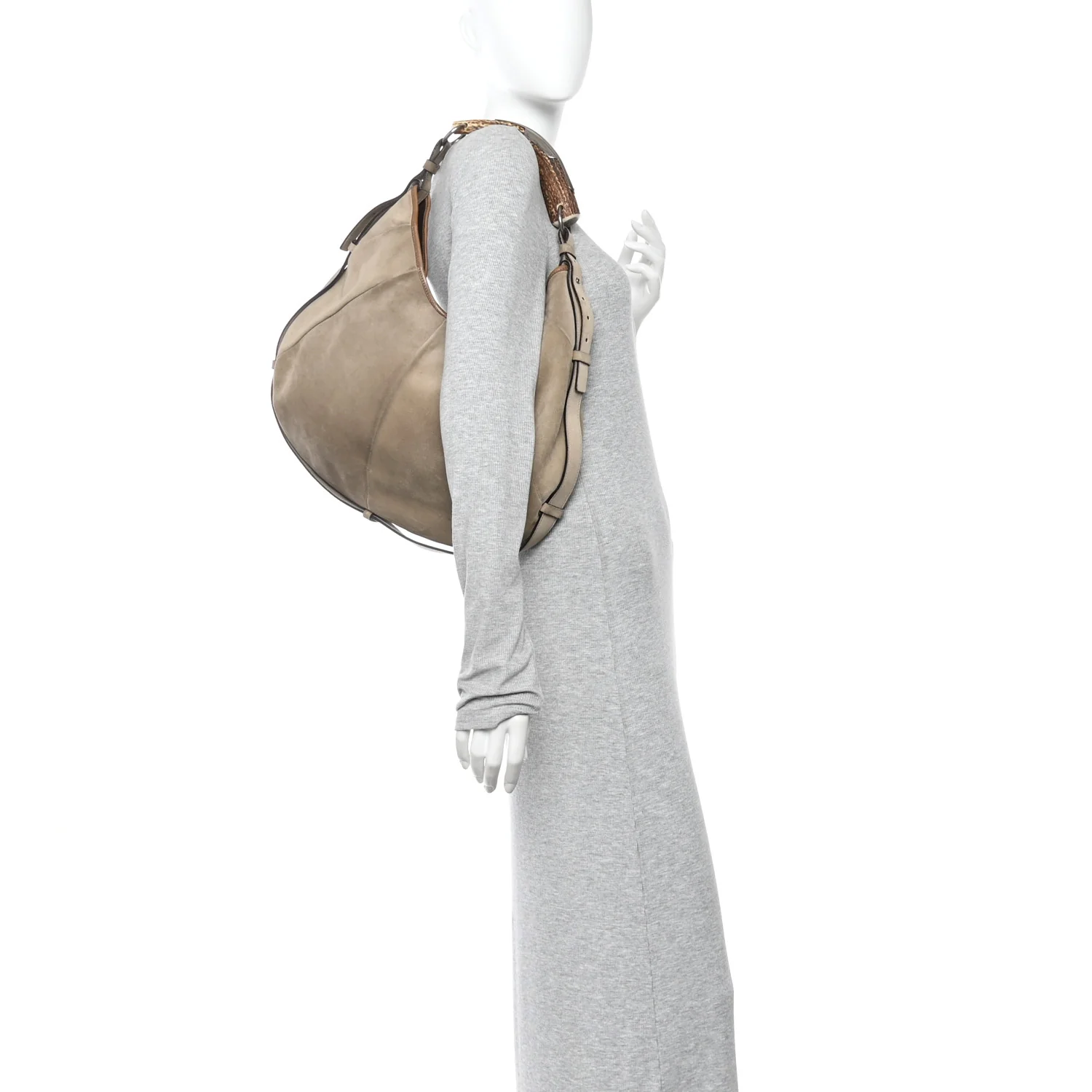 Suede Buffalo Horn Mombasa Hobo Beige
