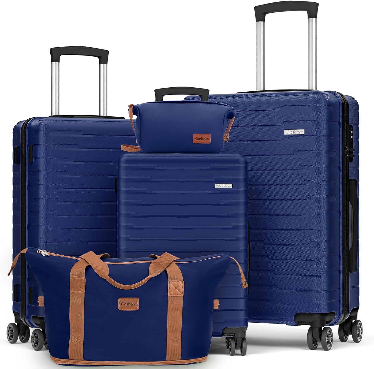 Ensemble de 5 valises à roulettes, valise rigide en ABS avec roulettes multidirectionnelles