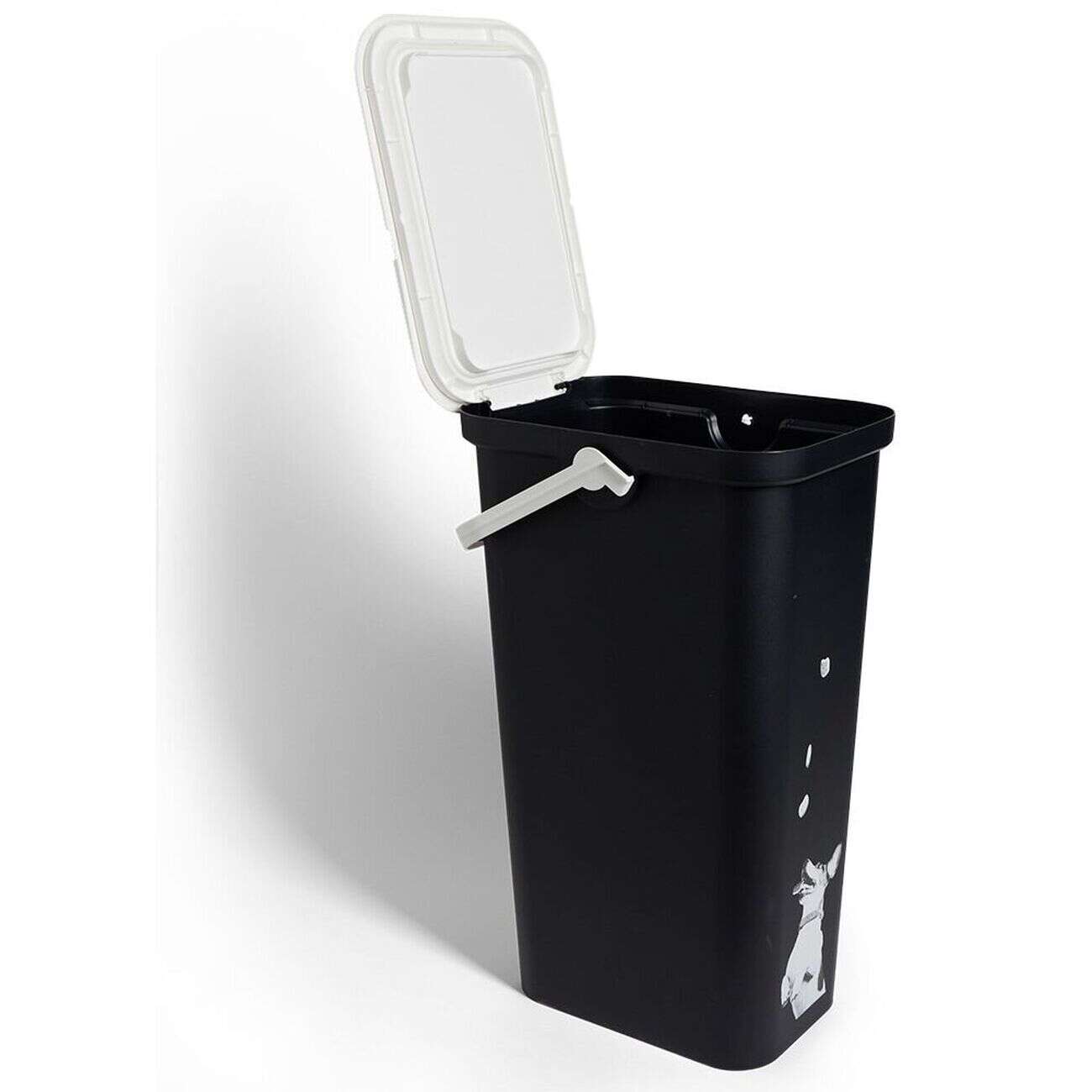 Conteneur à croquettes 25L plastique noir et motif