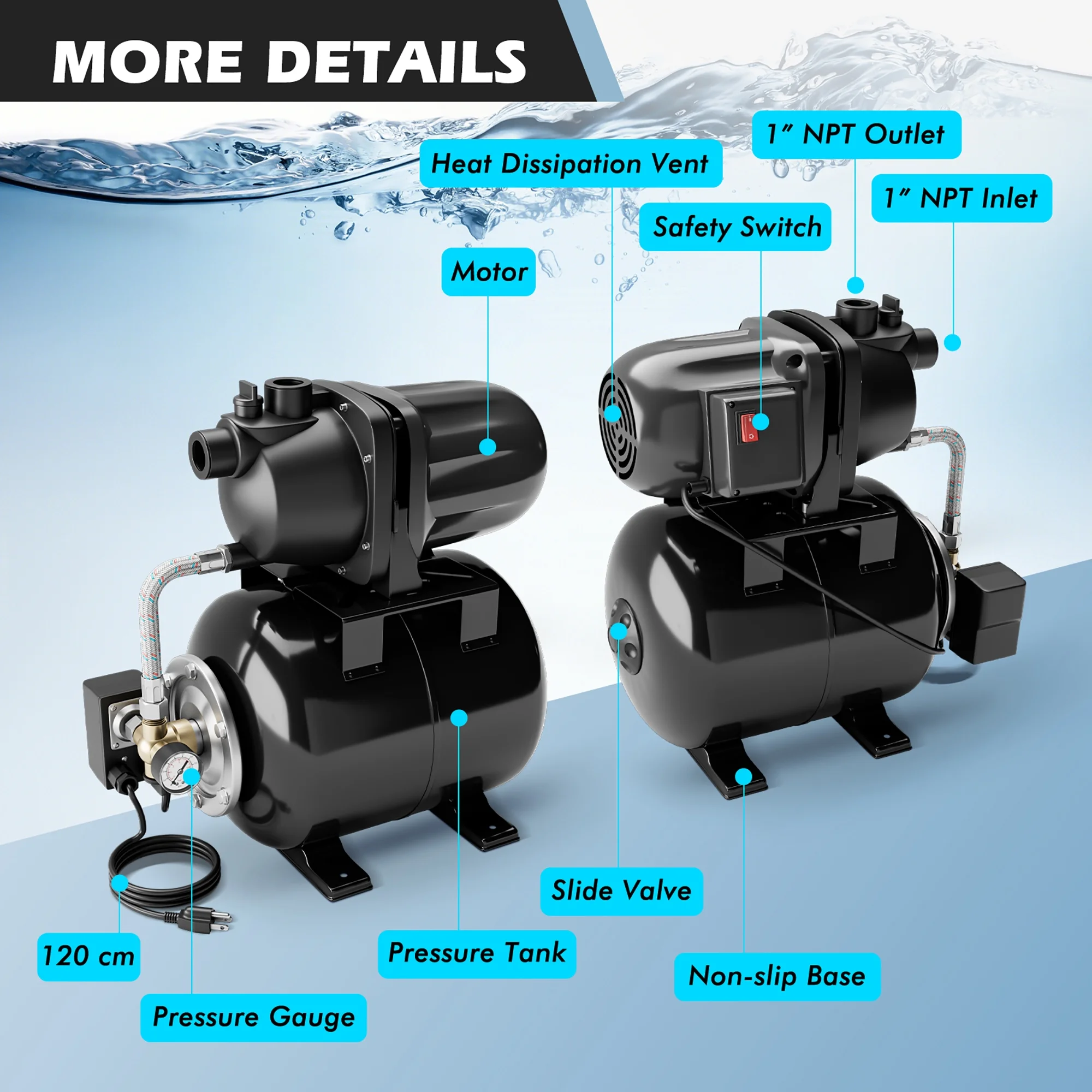 Gymax 1.6 HP Shallow Well Pump 1000 GPH 164 FT Stainless Steel Garden Jet Pump