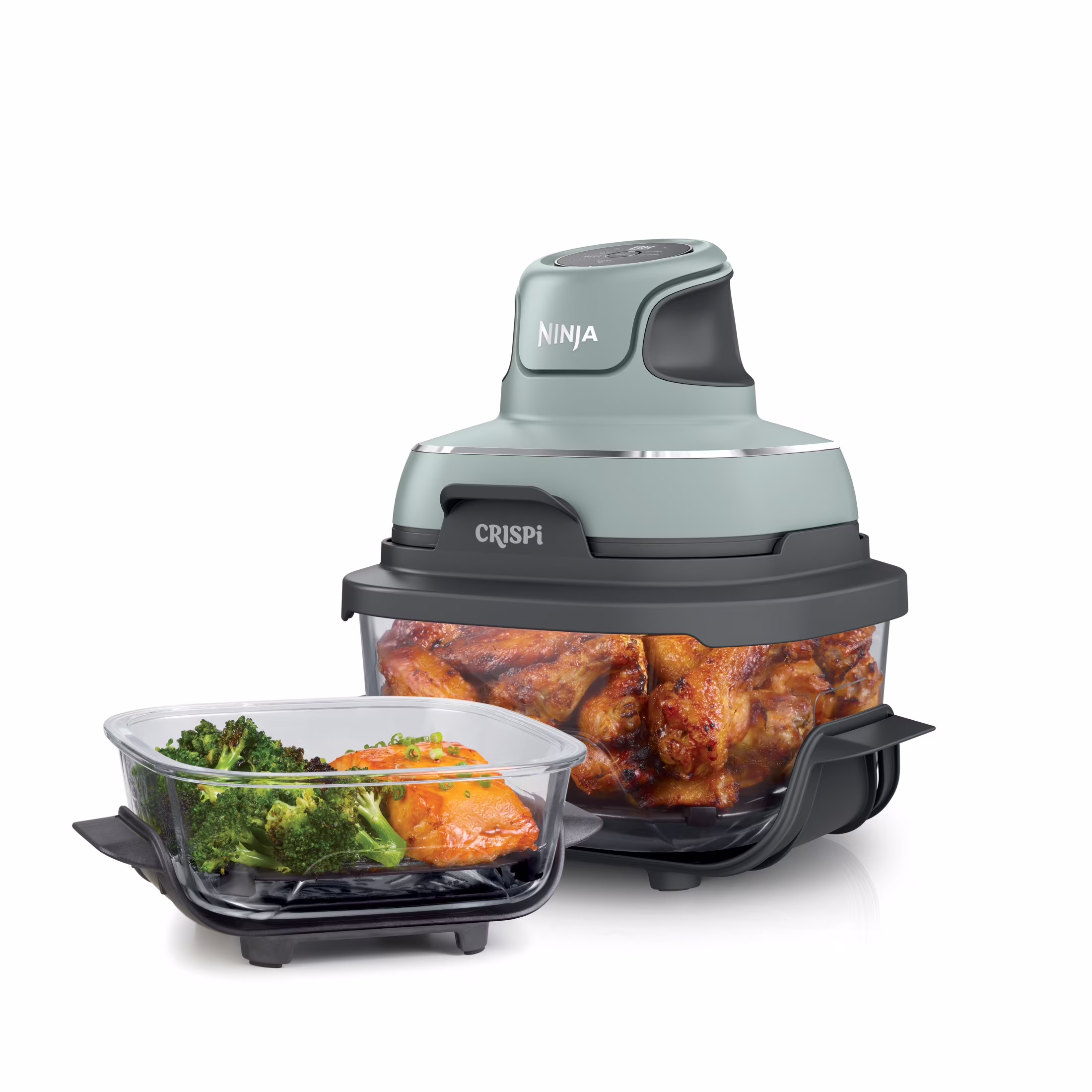Crispi 4-in-1 Portable Glass Air Fryer Cooking System, 4-Qt 6-Cup Containers, Cyberspace(Cyberspace) - Image 4