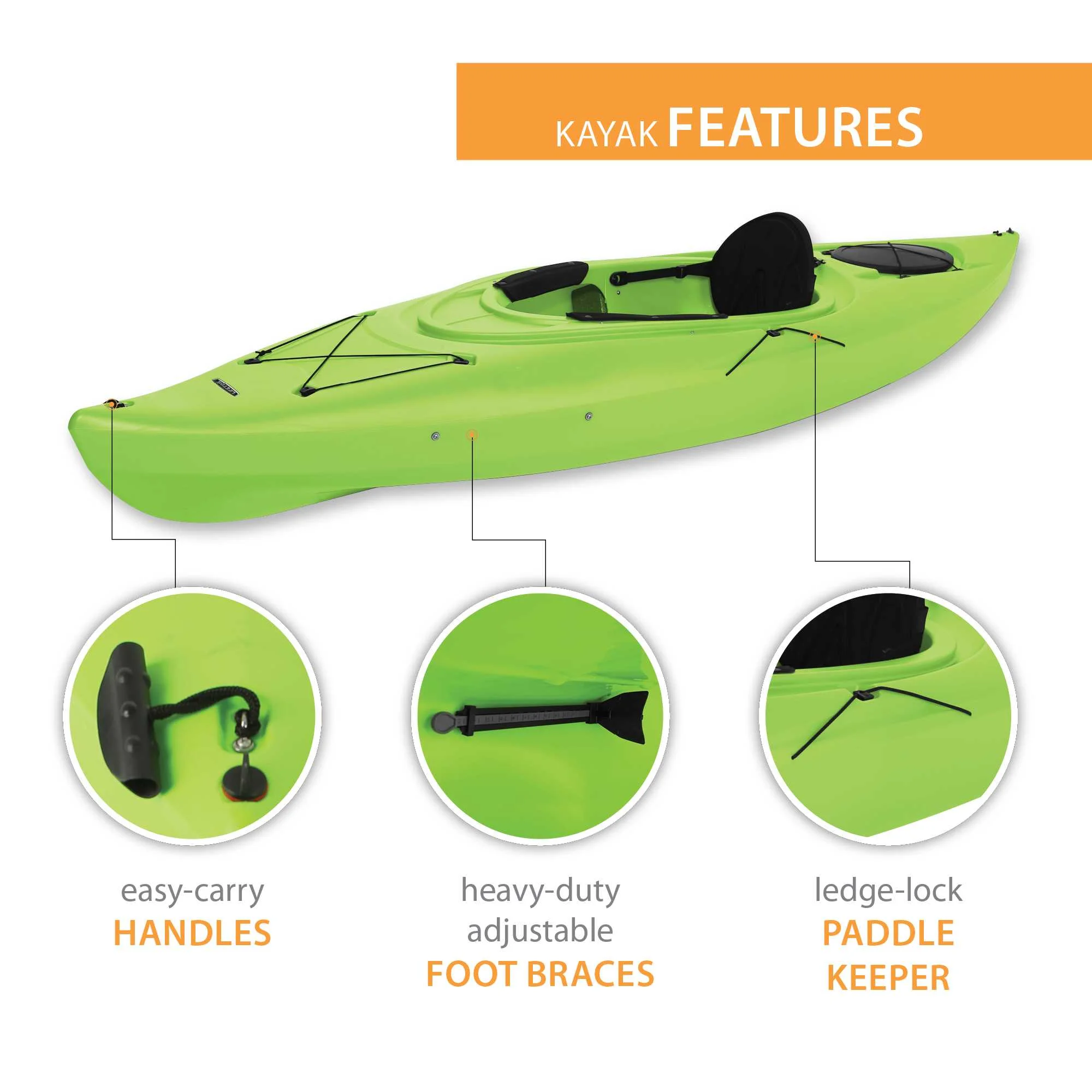 Lifetime Guster 10 Sit - Inside Kayak - Lime Green (90527)