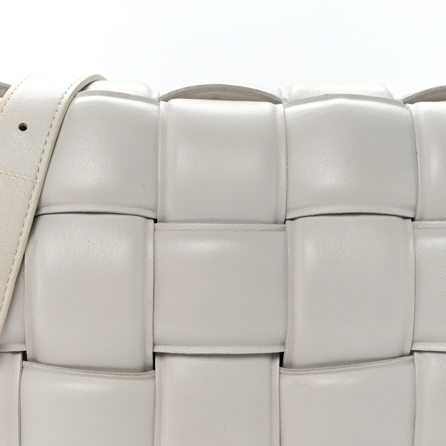 Nappa Maxi Intreccio Padded Cassette Crossbody Bag Chalk