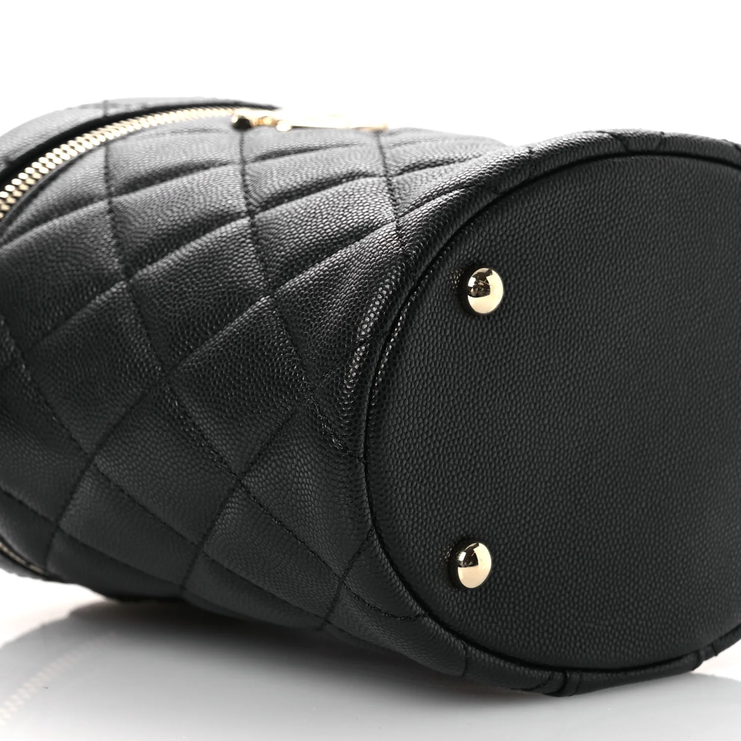 Caviar Quilted Top Handle Vanity Case Black