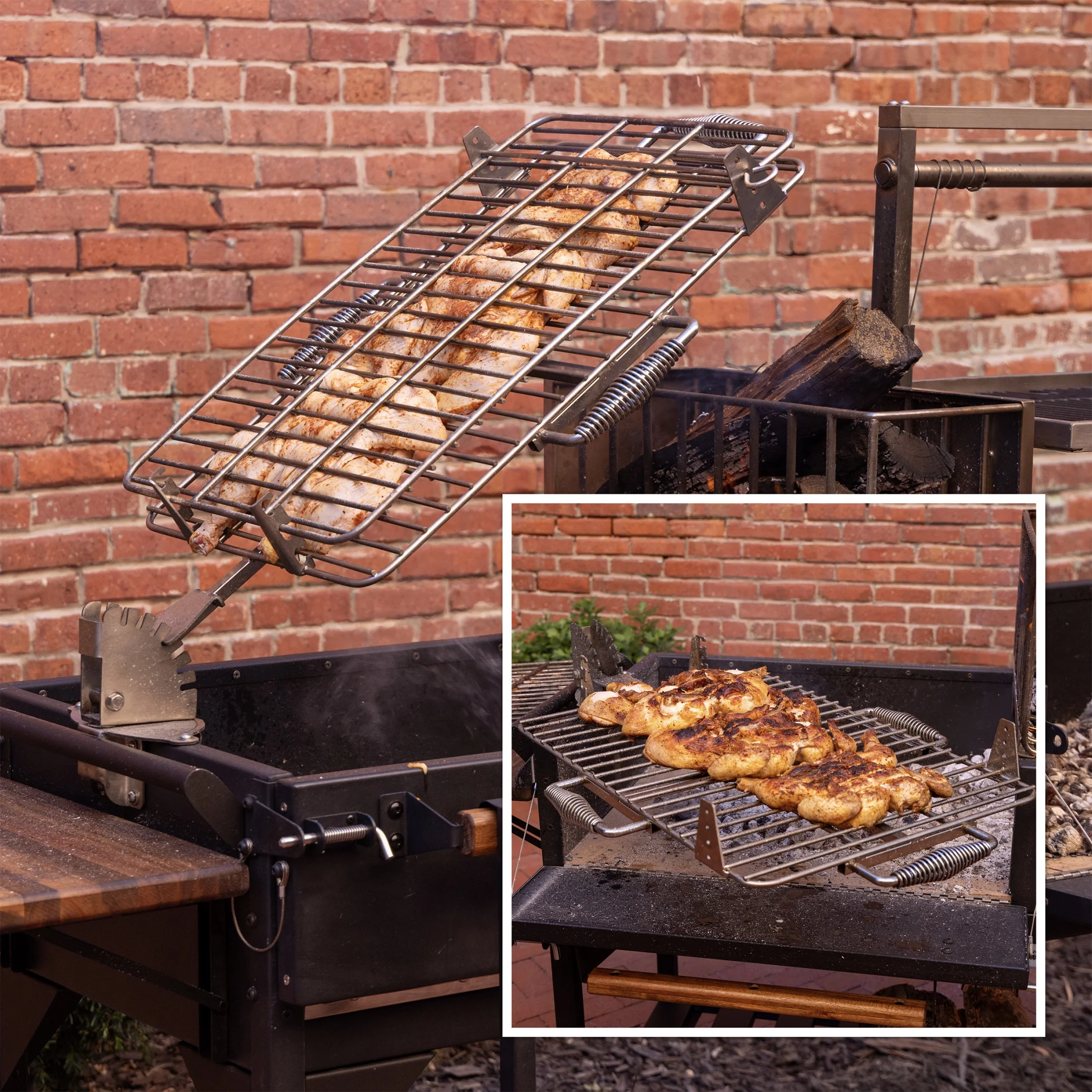 Backyard Discovery Argentine Santa Maria XL Wood Fire & Charcoal Steel Grill, Asado Clamp