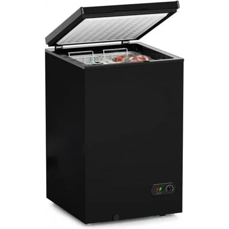 Congélateur coffre – 3,5 pi³ avec 2 paniers amovibles – Congélateur coffre à ouverture frontale – Congélateur compact et silencieux – 7 réglages de température – Noir
