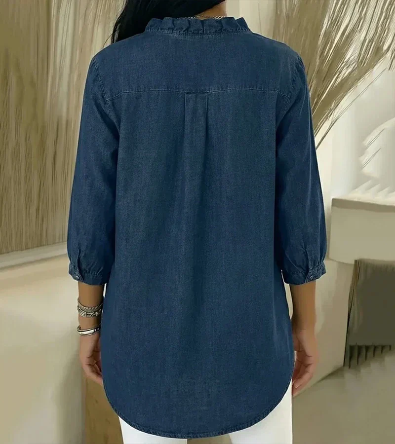 Clémence | Blouse fluide col V volanté