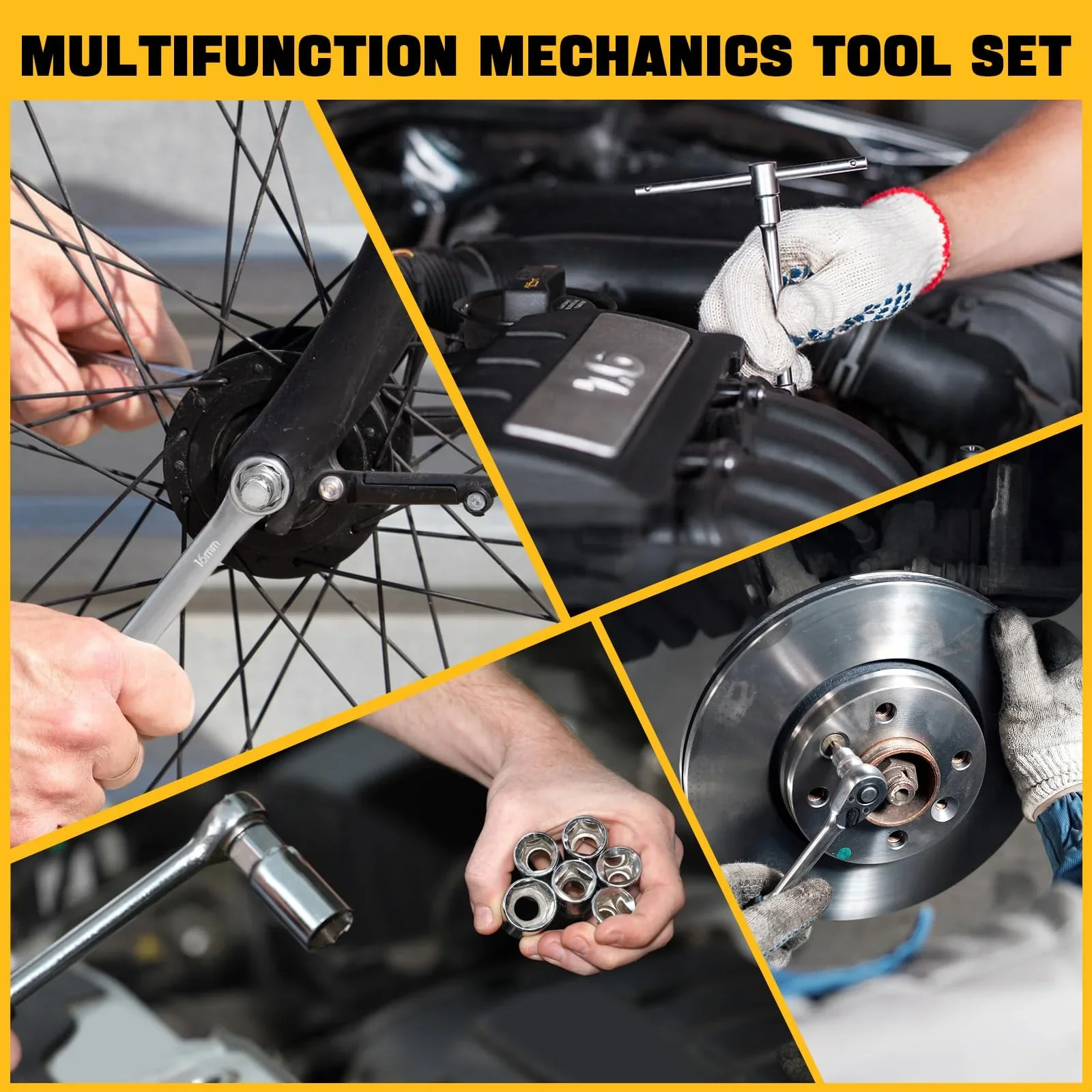Mechanics Tools Kit and Socket Set, 1/2 ,1/4 & 3/8 Drive, 216-Piece