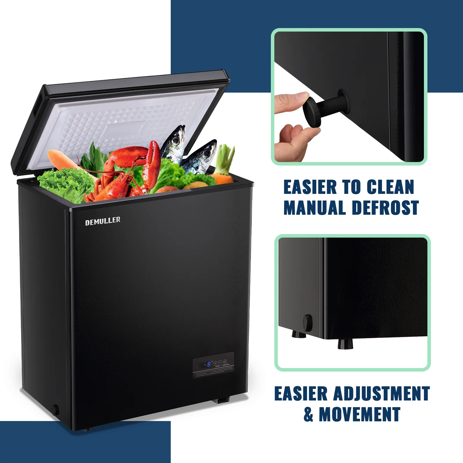 Deep Chest Freezer Freezers with Two Storage Baskets Ultra-Low Temperature Black 79-B-1(BLACK) - Image 5