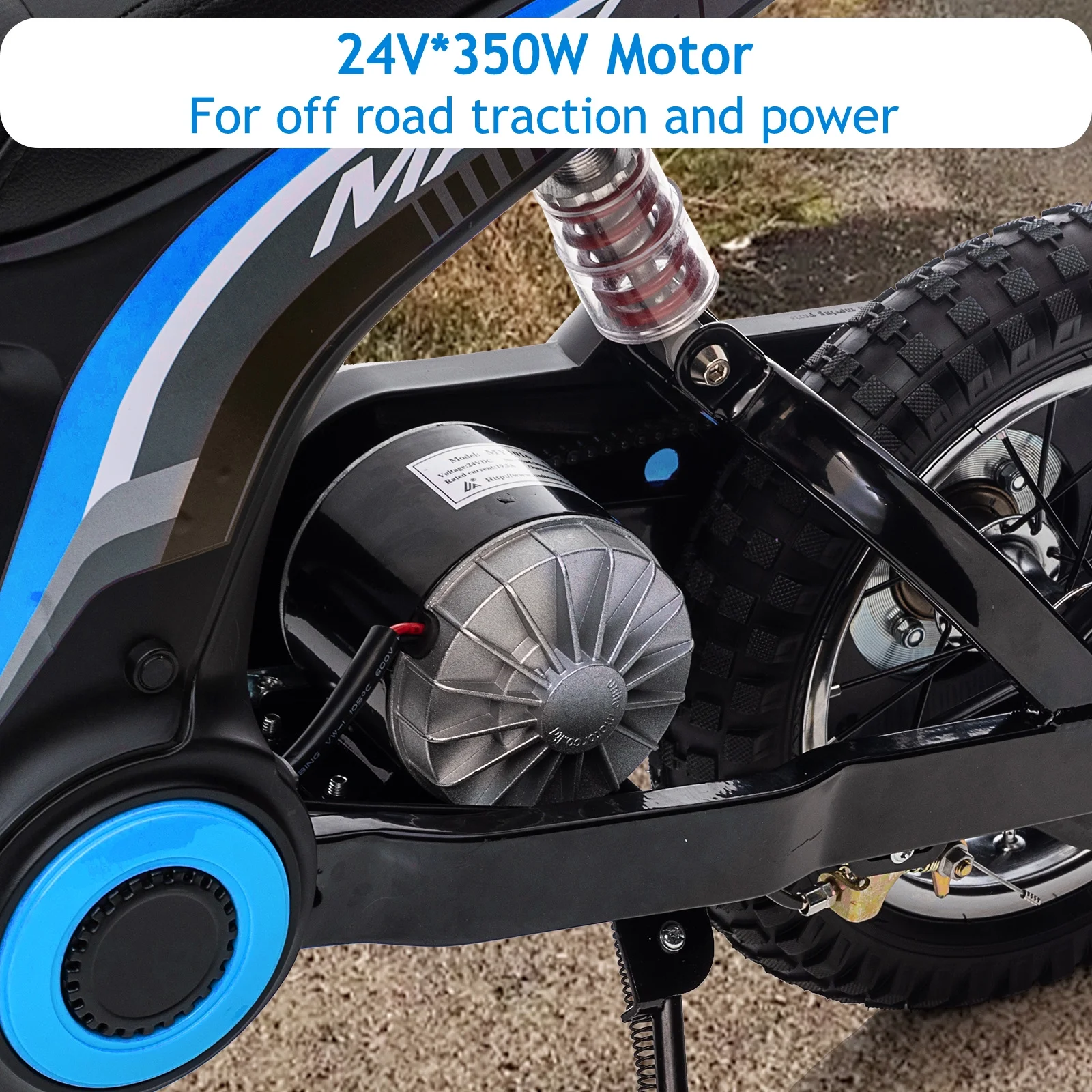 M Optimized 24V Kids Electric Dirt Bike 350W Electric Motorcycle for Ages 8 - 12, up to 14.29 MPH, 2 - Speed Modes, Max Weight 135 lb