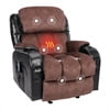 Leather Massage Recliner Chair, Modern Electric Power Rocker with Heated Massage, Ergonomic Lounge Chair, Single Sofa Seat with Drink Holders for Living Room, Black and Brown(Black) Image 6