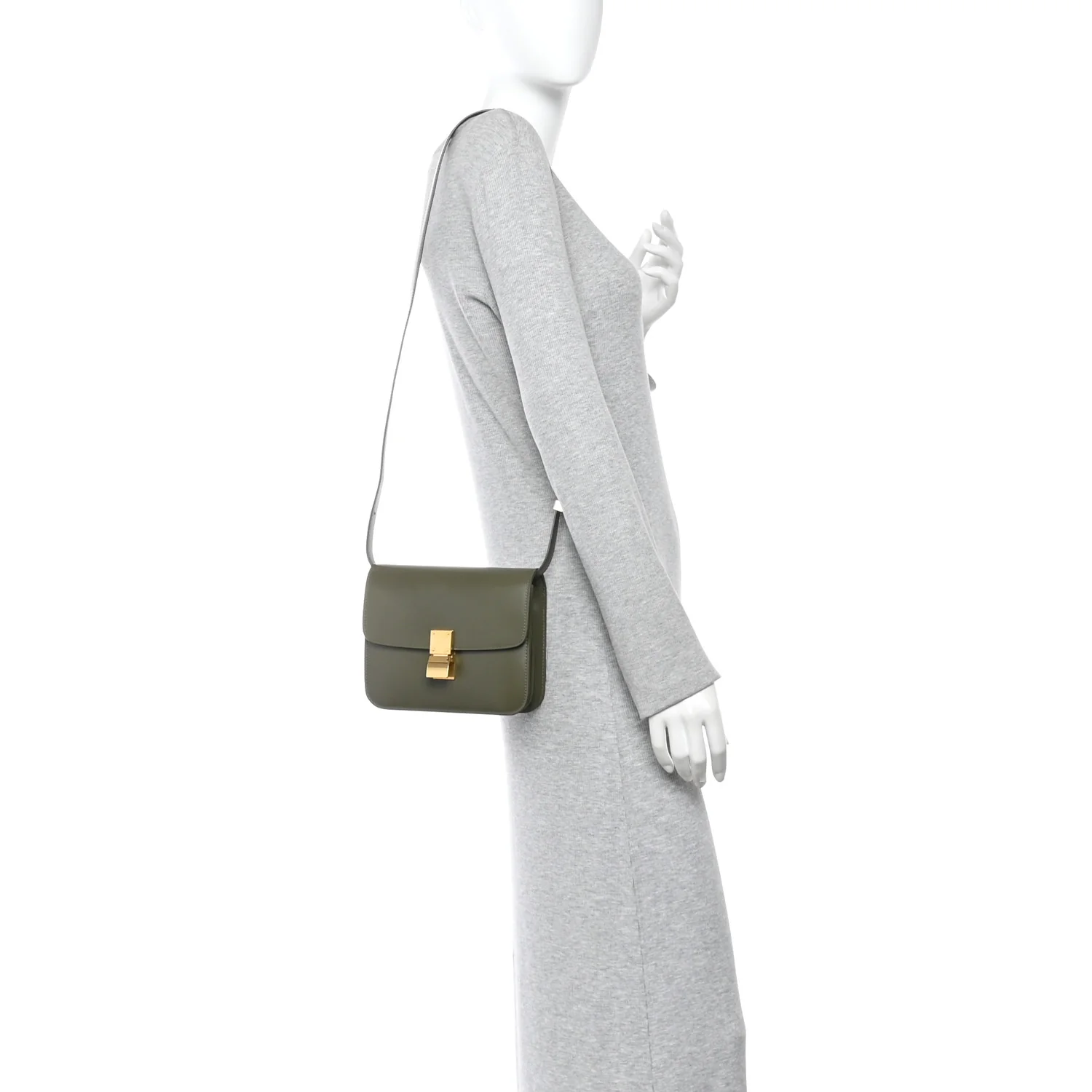 Box Calfskin Teen Classic Box Flap Bag Dark Olive