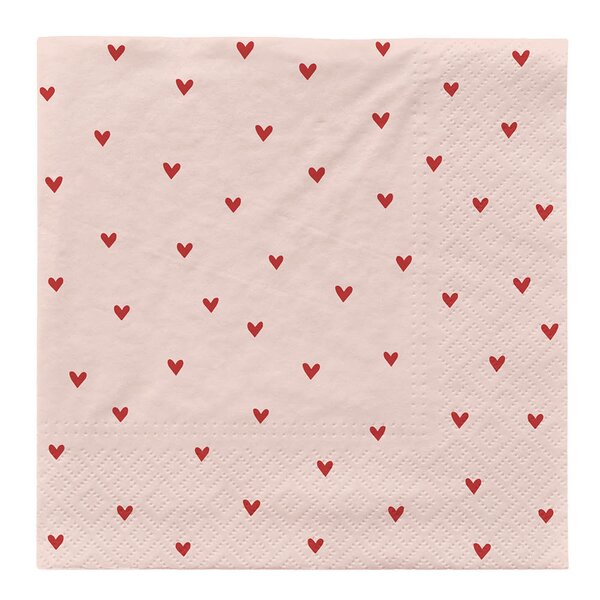 Amor serviett 33x33 cm 20 stk soft pink/red