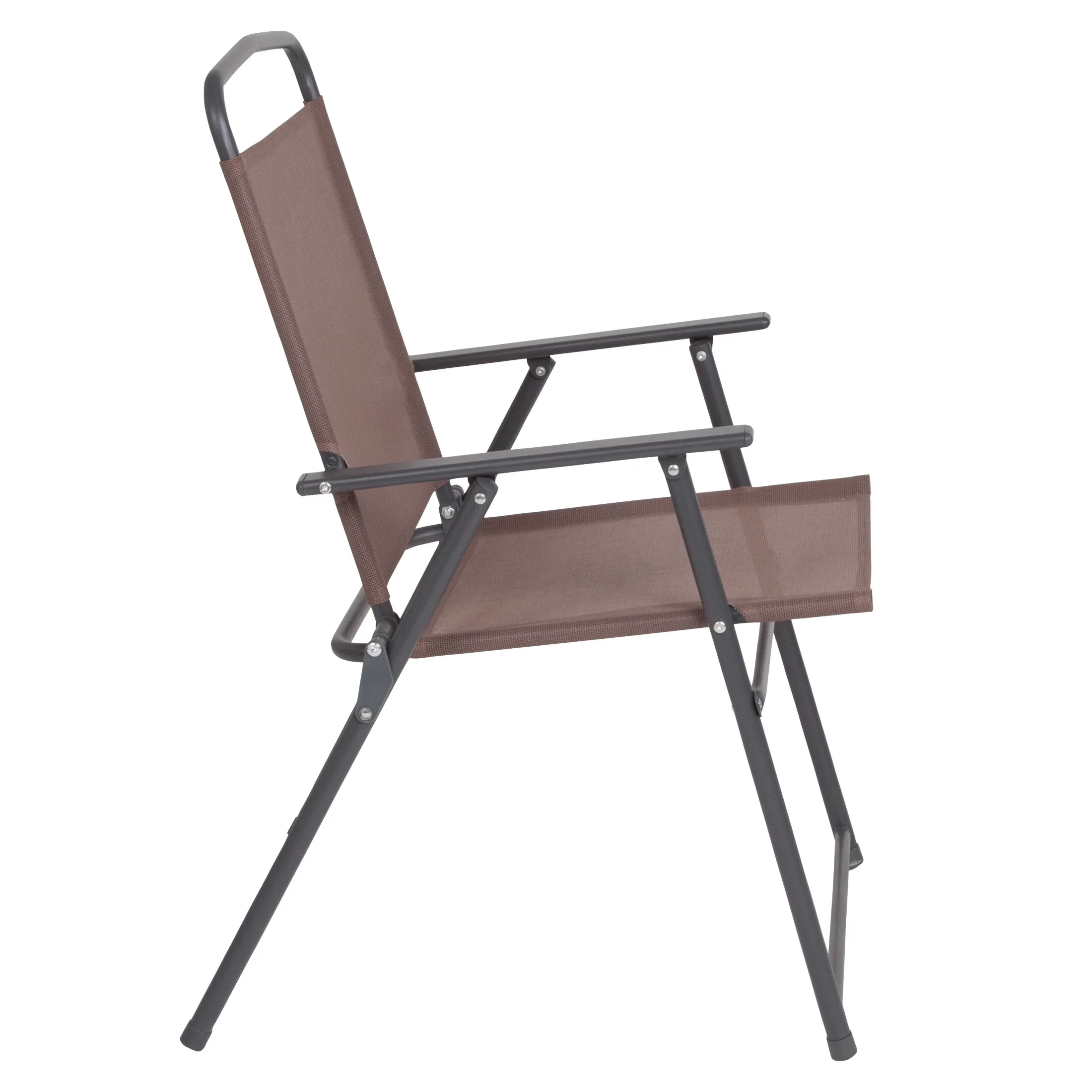 Flash Furniture Nantucket 6 Piece Black Patio Garden Set with Umbrella Table and Set of 4 Folding Chairs
