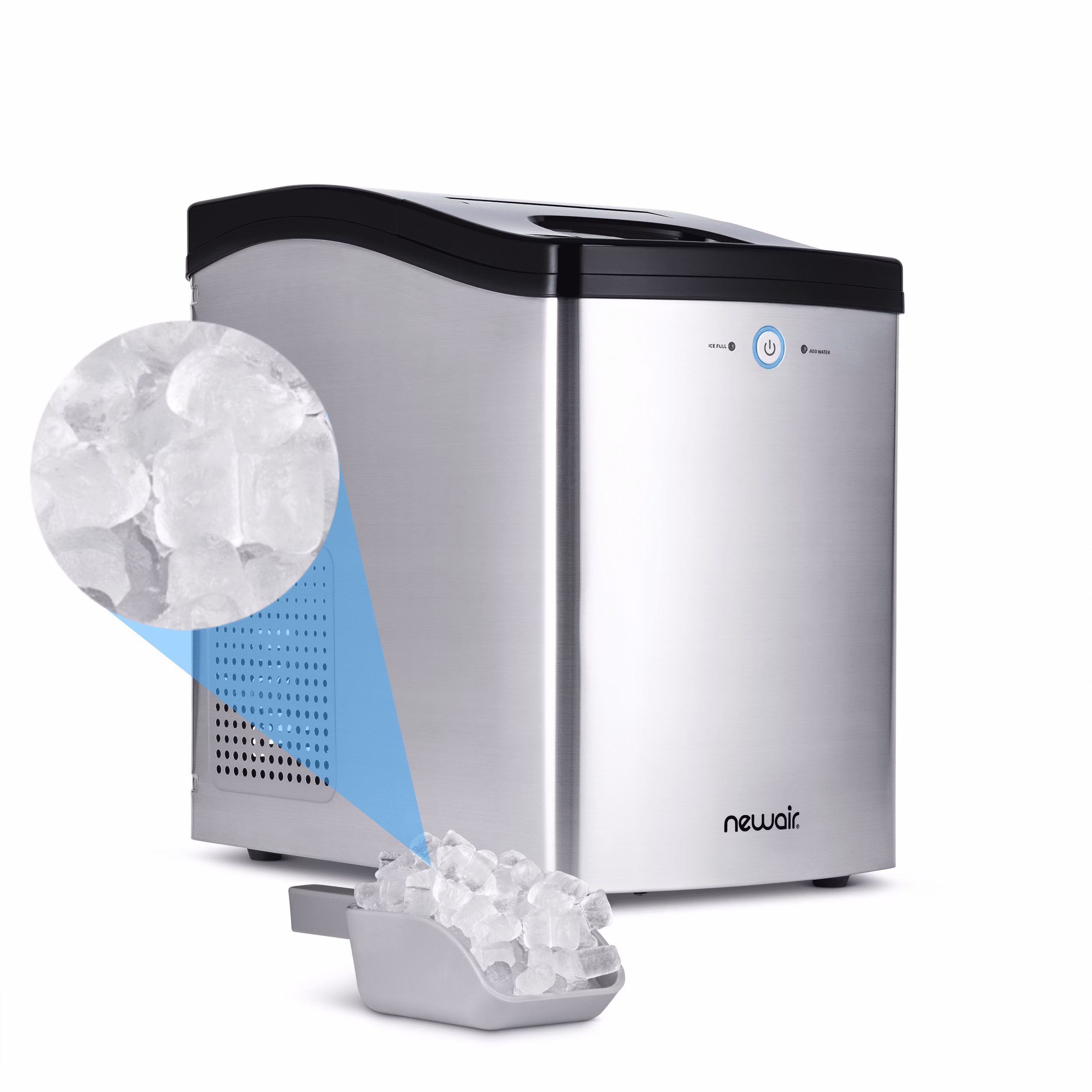 Newair 45 lb. Nugget Countertop Ice Maker, Self - Cleaning, Silver