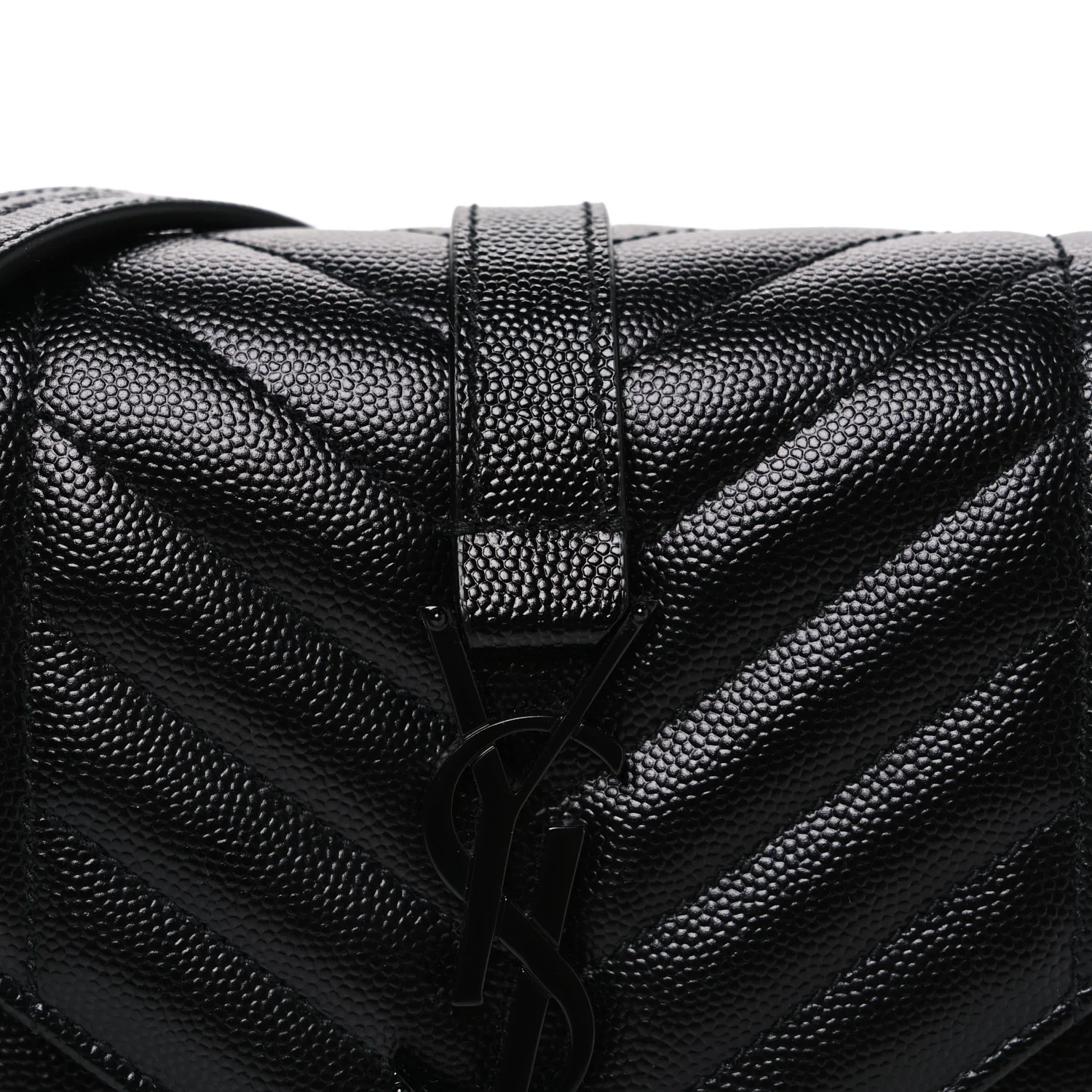 Grain De Poudre Textured Mixed Matelasse Triquilt Small Monogram Monochrome Satchel Black