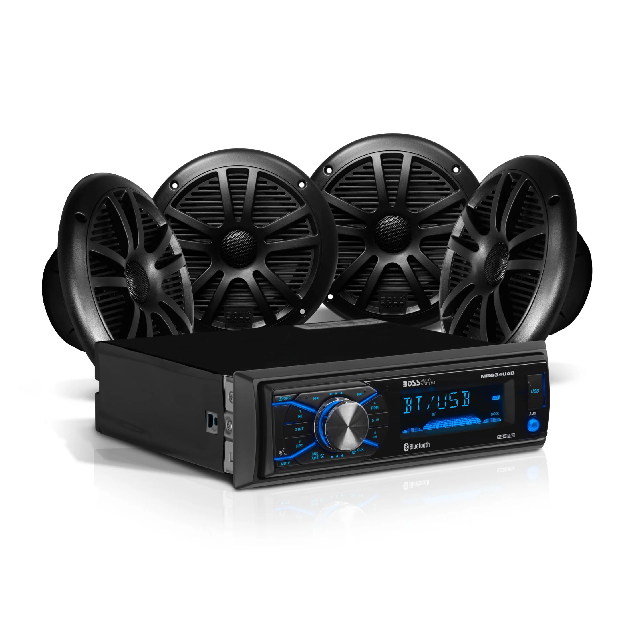 50W 4-Channel Single Din Marine Radio with Bluetooth, Black, MCBK634B.64(Black) - Image 2