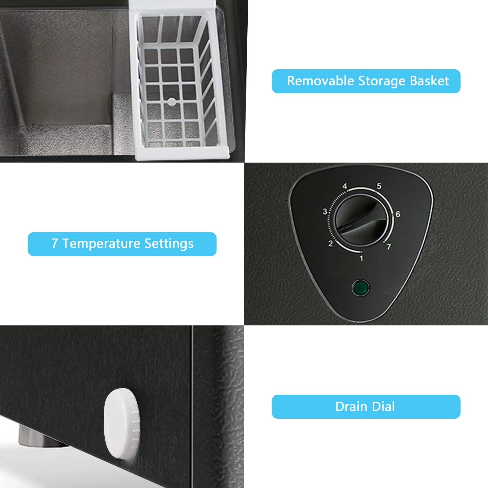 WANAI Chest Freezer, 3 5 Cubic Deep Freezer with Top Open Door and Removable Storage Basket, 7 Gears Temperature Control, Energy Saving Image 2