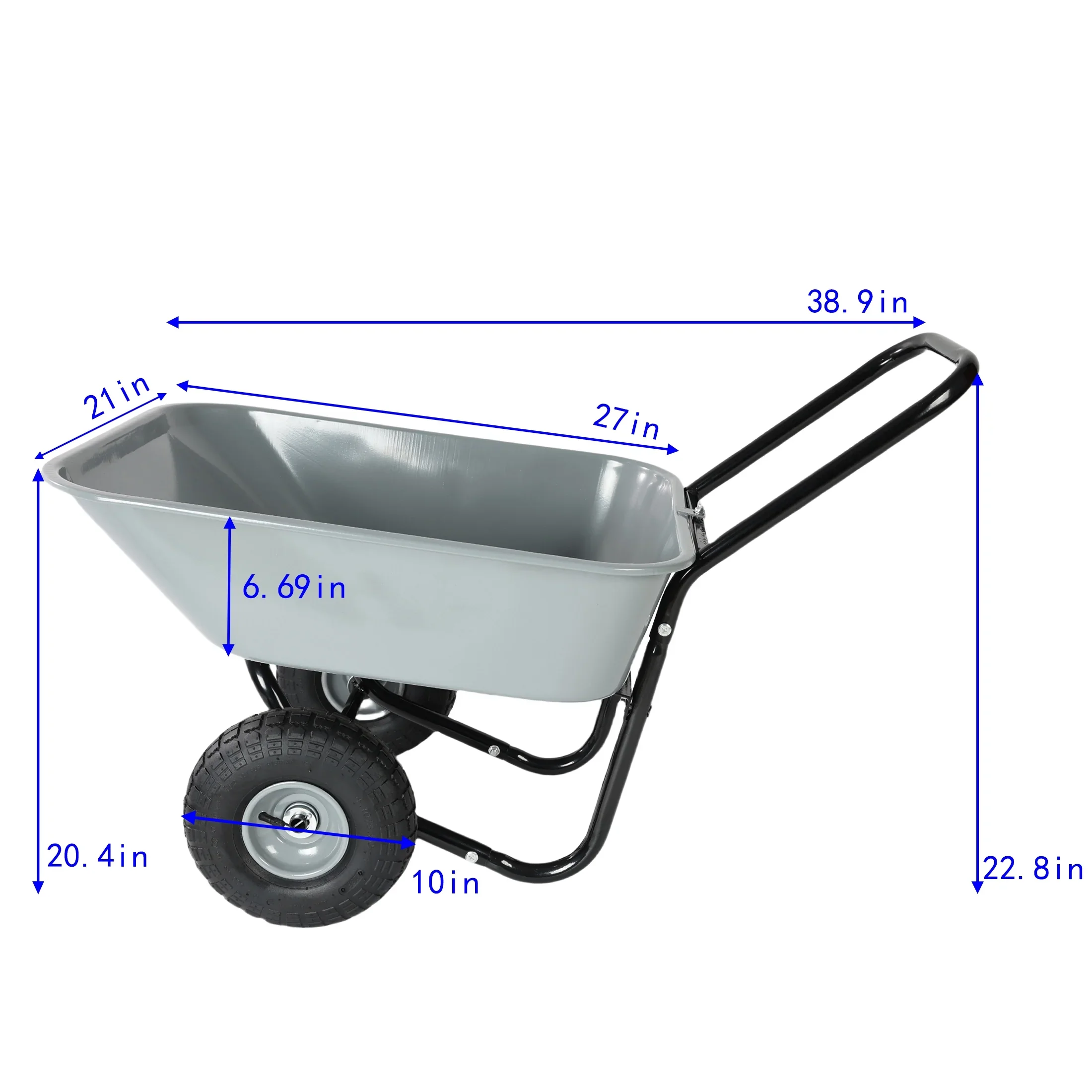 Unbranded Garden Cart with 10-Inch Pneumatic Wheels, Yellow and Black